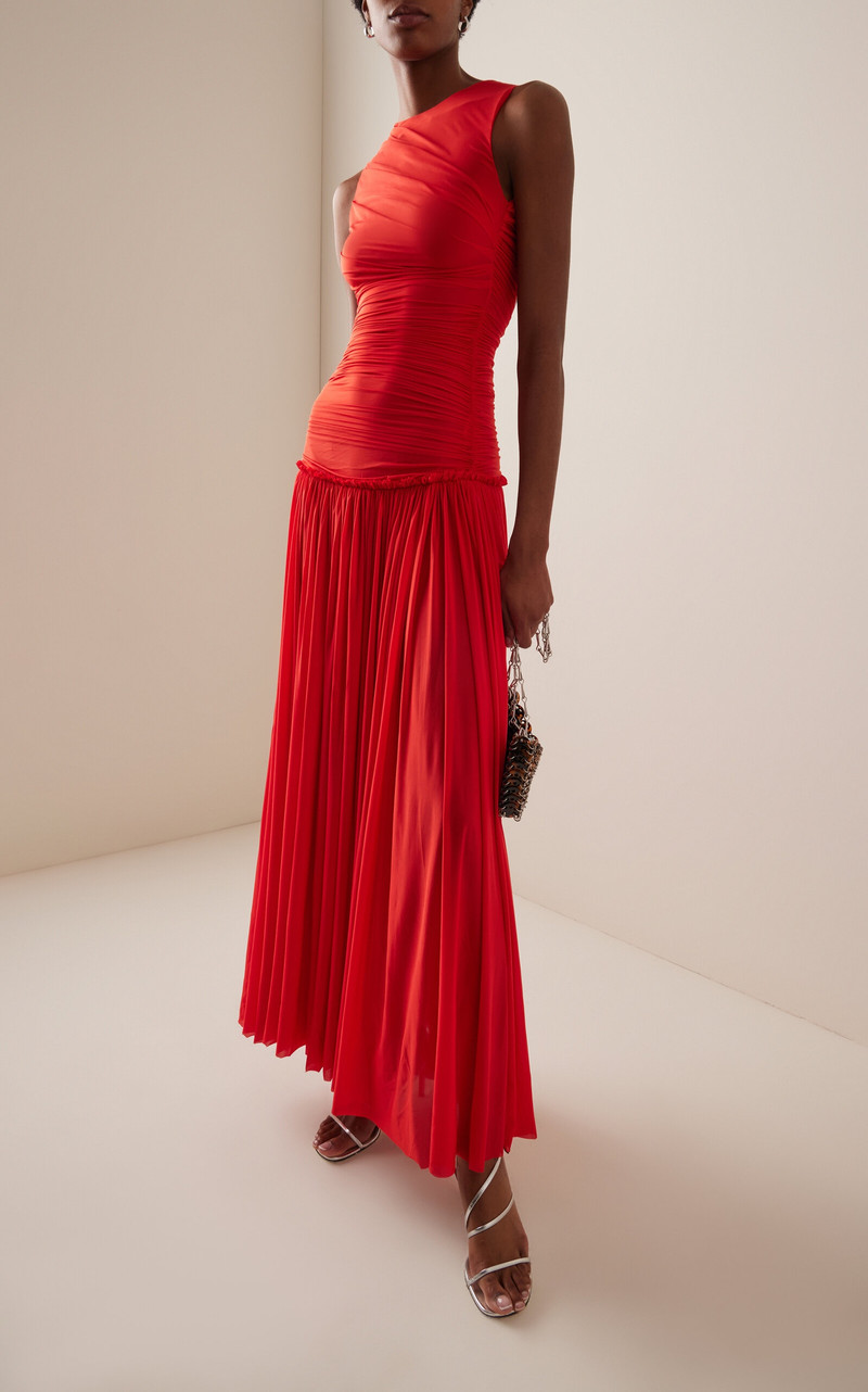 SIEDRÉS Alina Open-Back Ruched Jersey Maxi Dress red outlook