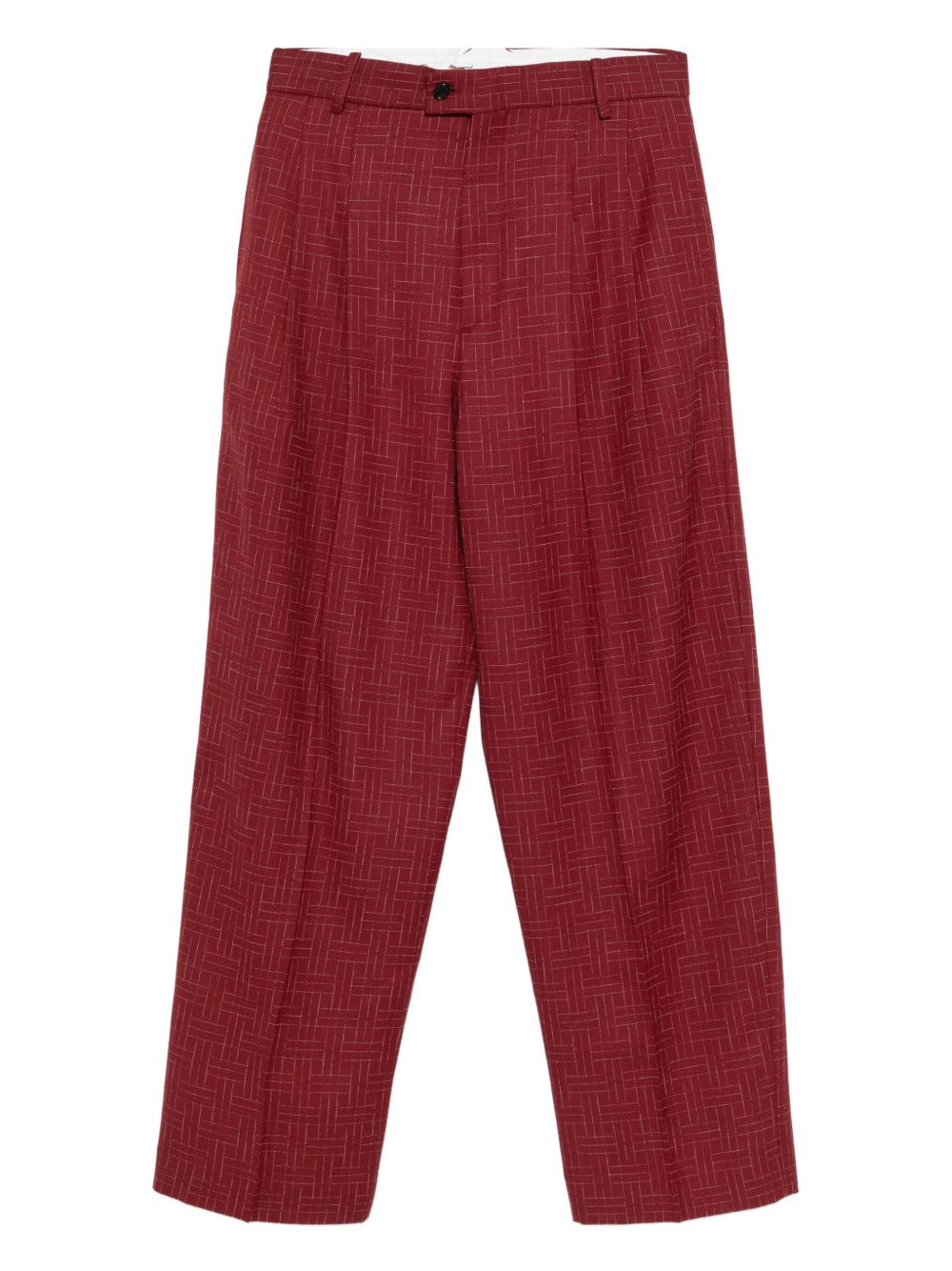 pleated grid-pattern trousers - 1