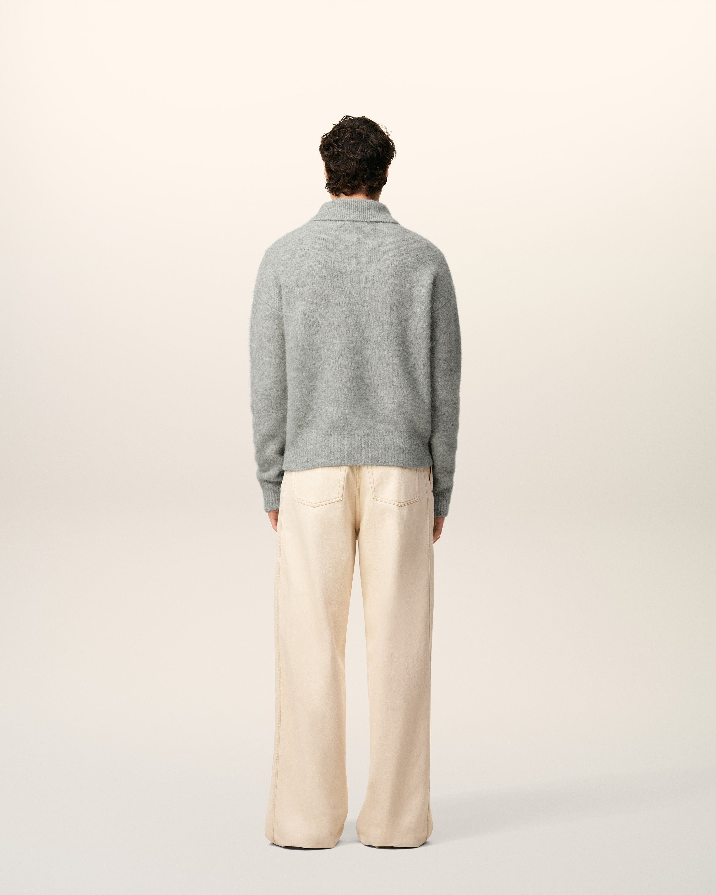 GREY ALPACA AMI LONG SLEEVES POLO - 5