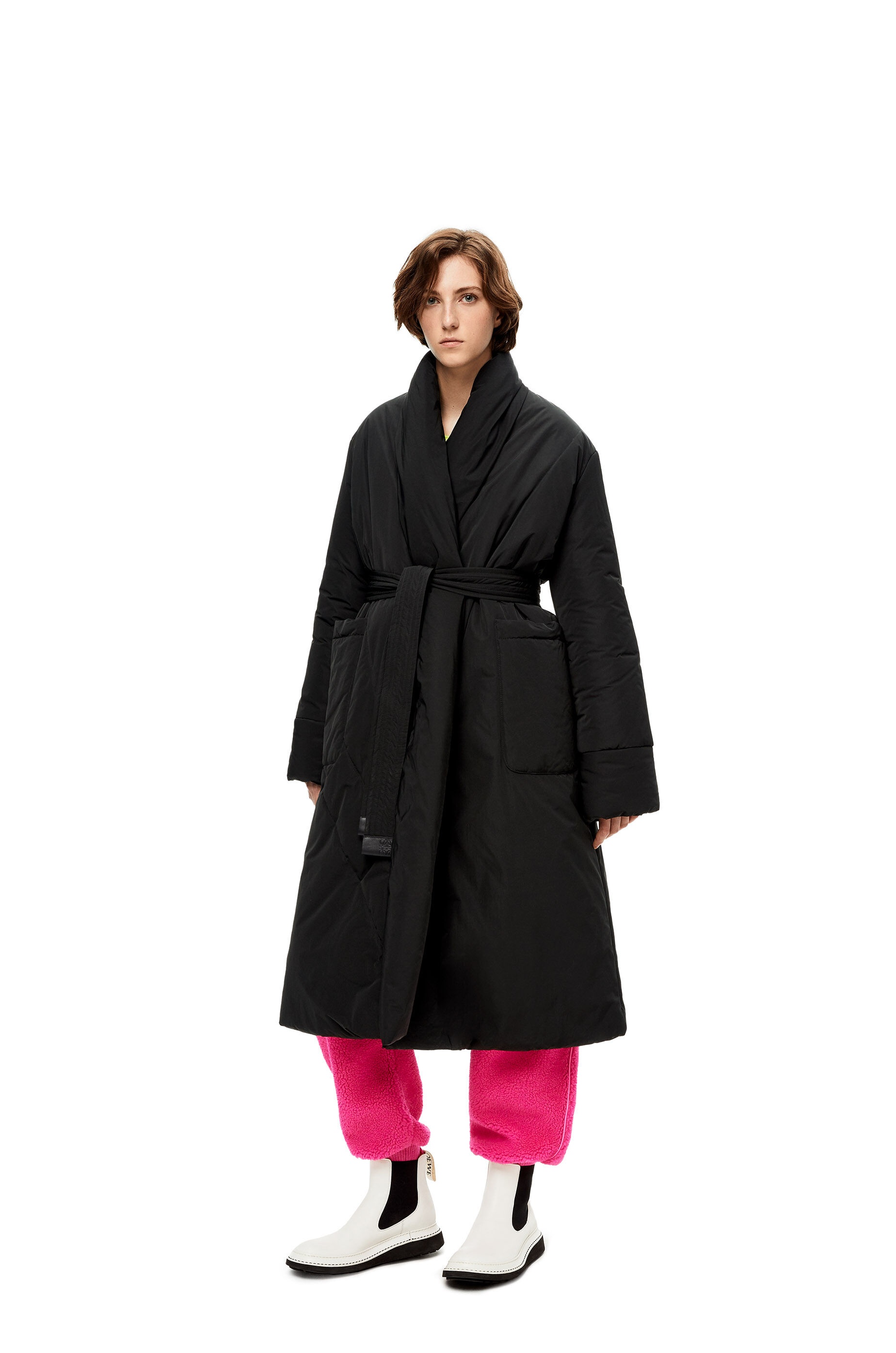 Belted padded coat in nylon - 3