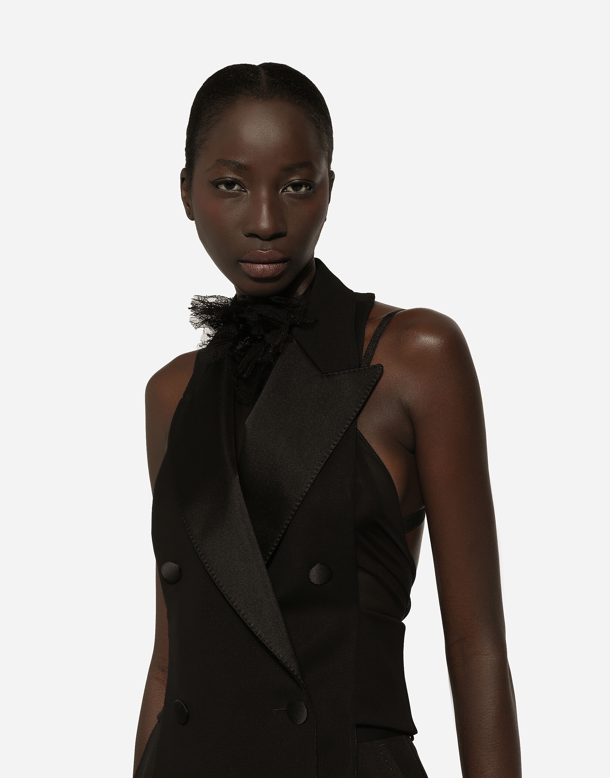 Double-breasted wool gabardine waistcoat - 10