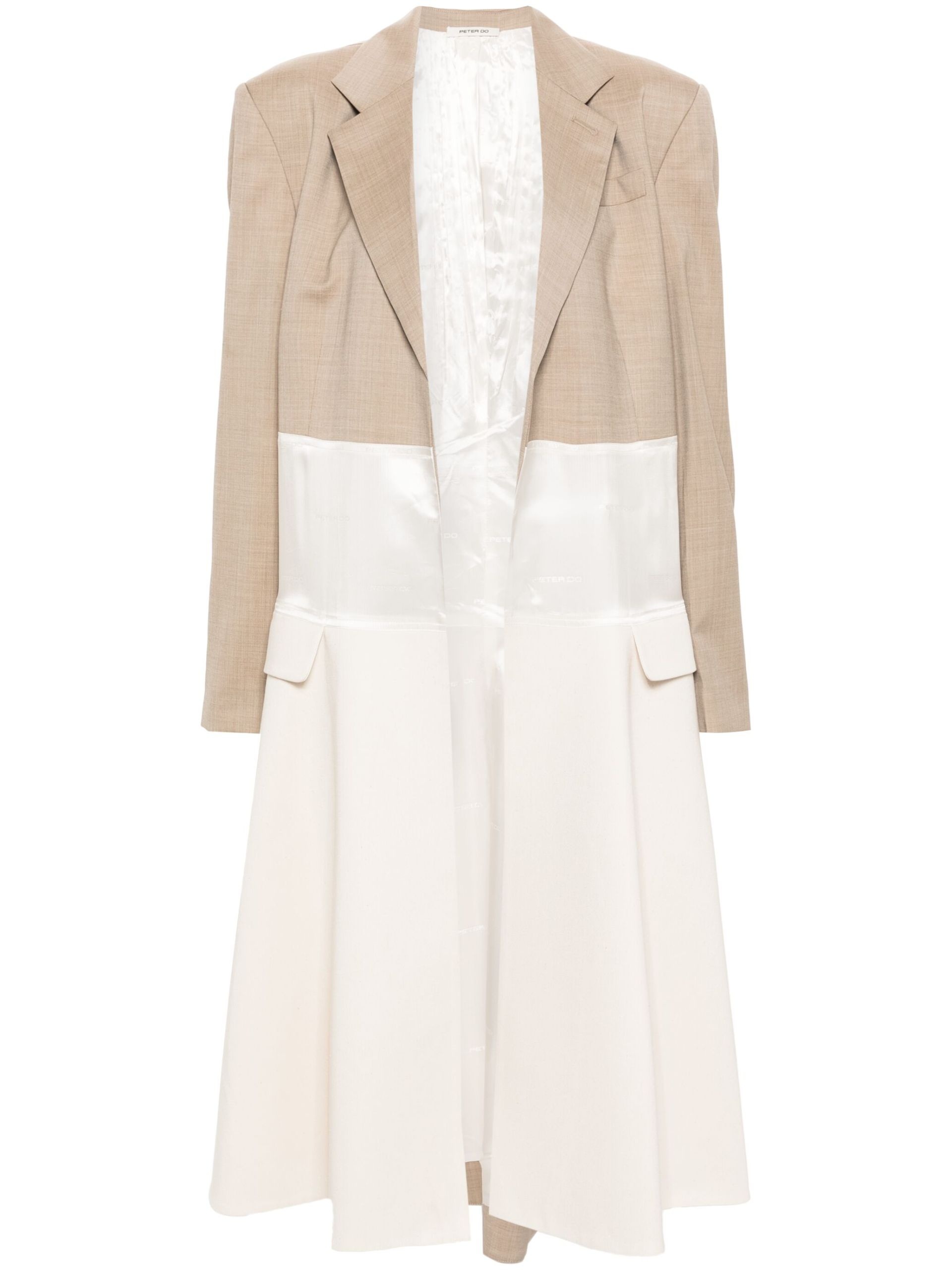 Neutral Panelled Single-Breasted Coat - 1