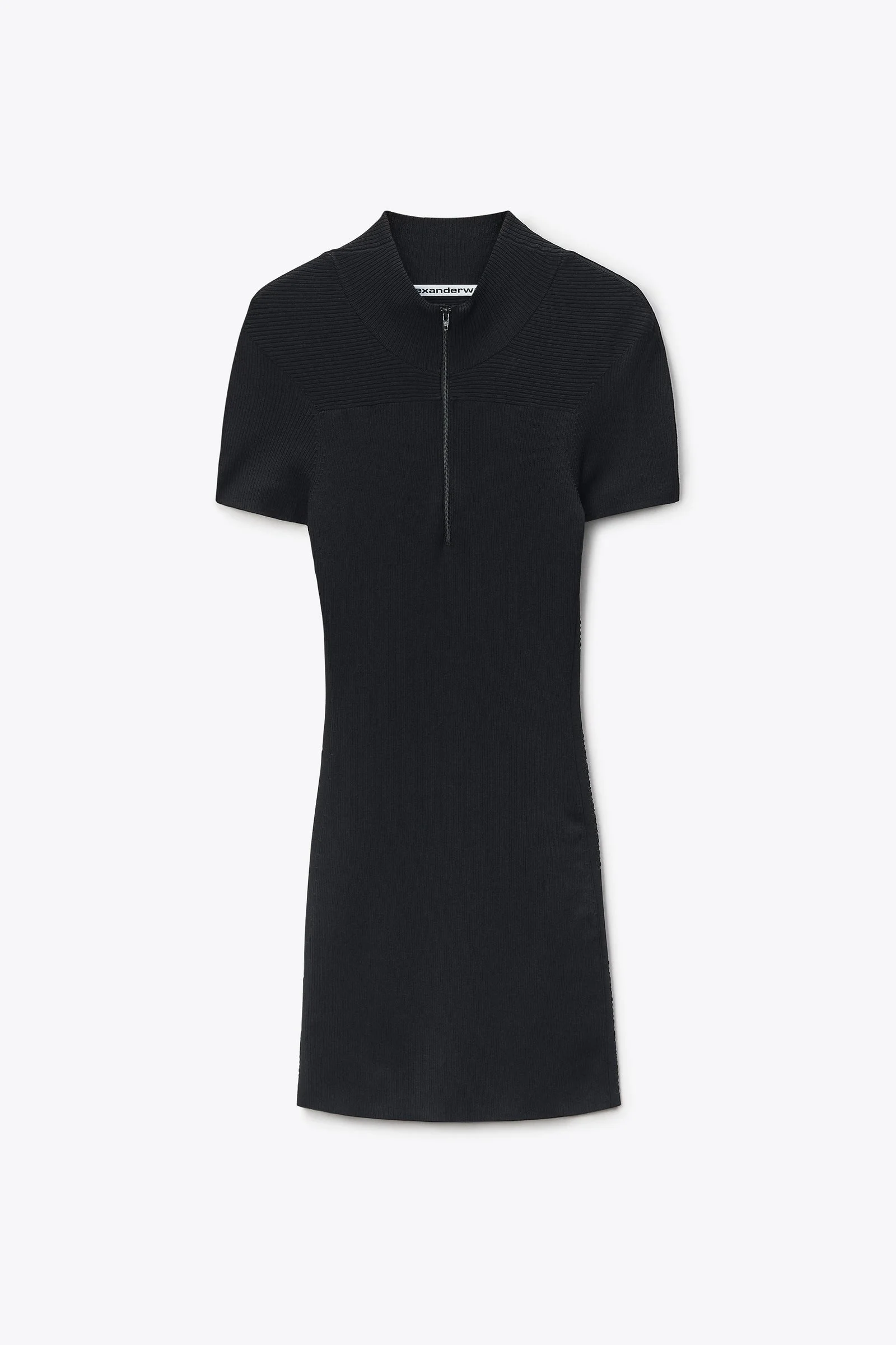 debossed logo mock neck dress - 1