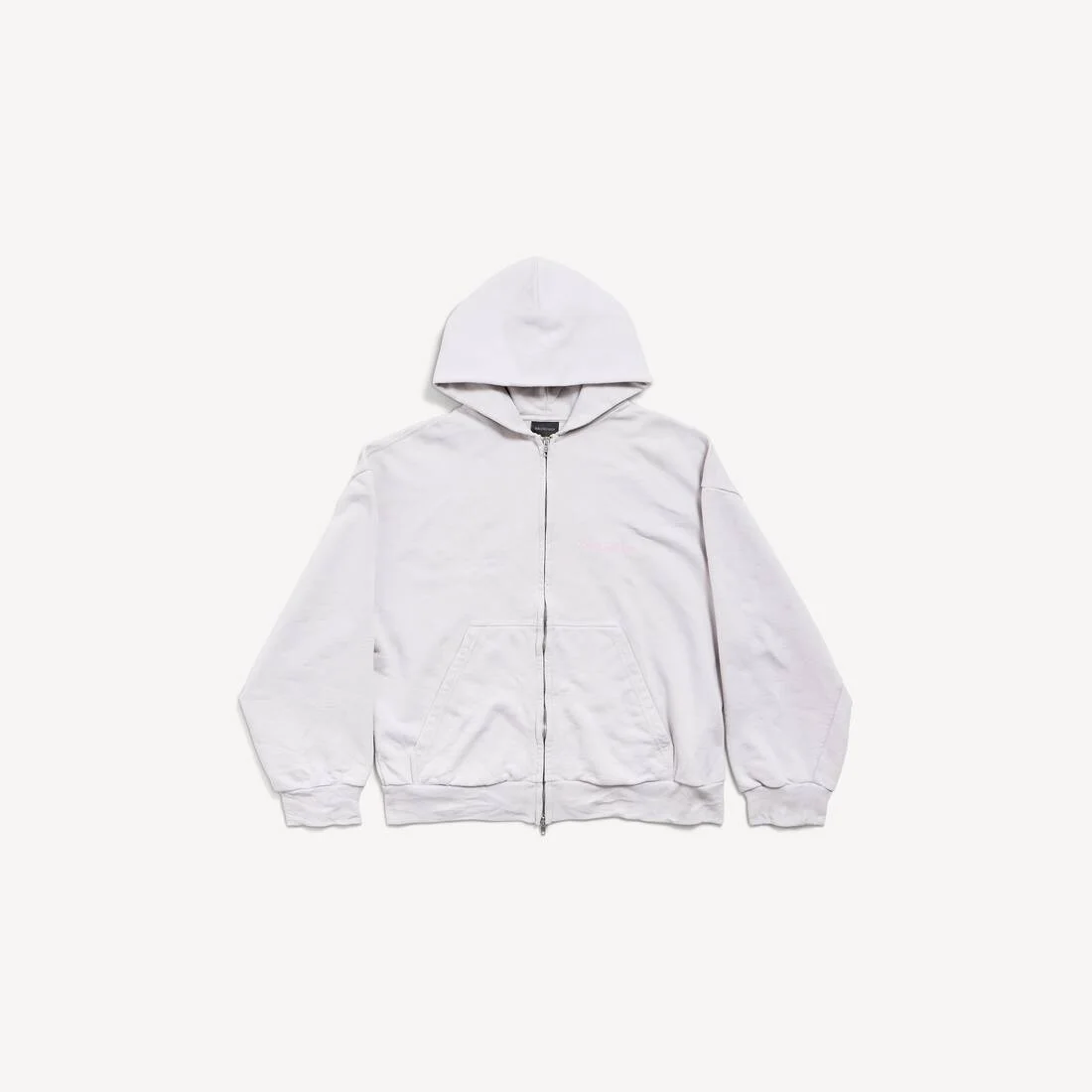 Men's Balenciaga Back Zip-up Hoodie Regular Fit in Dirty White/baby-pink - 1