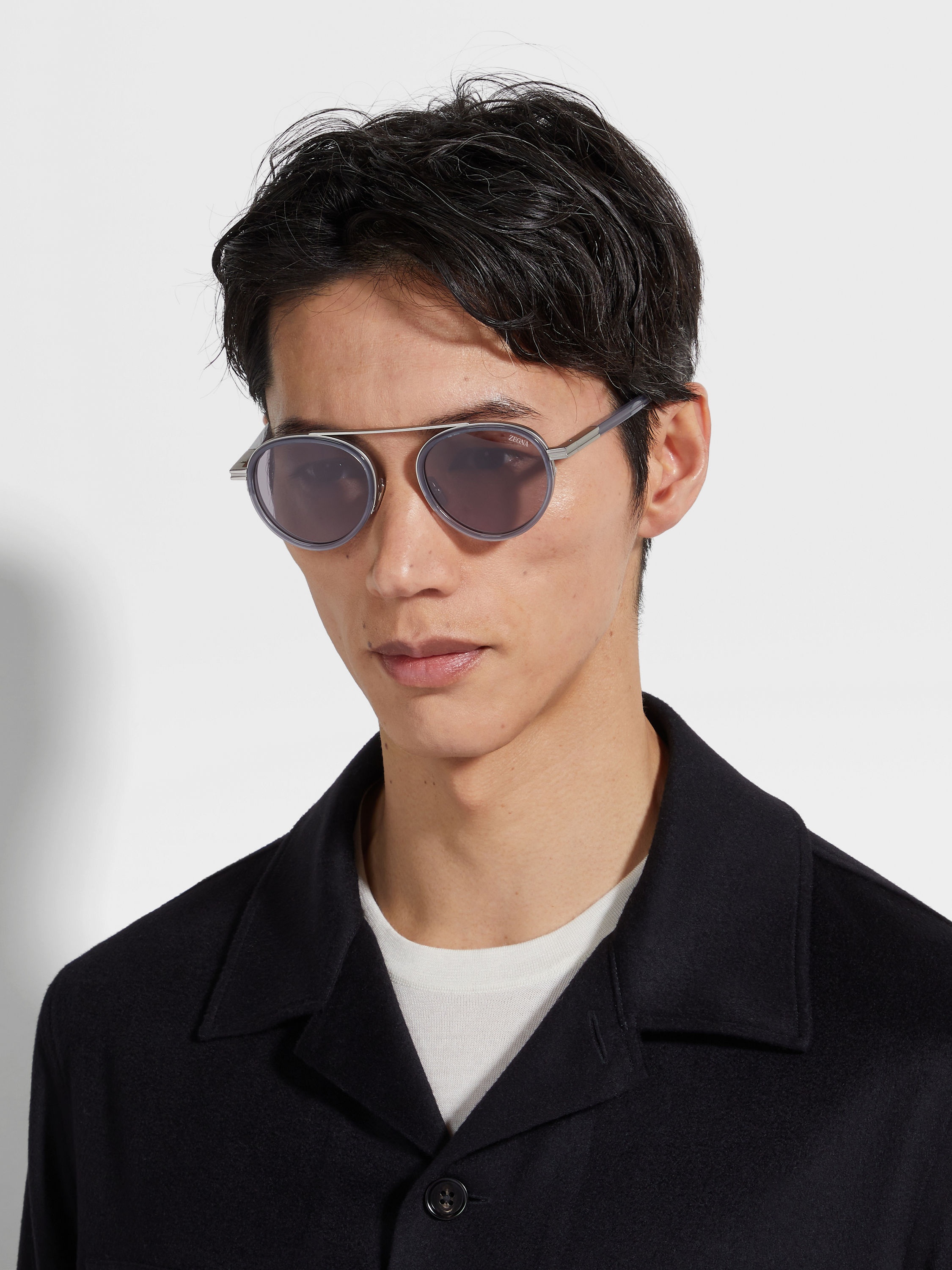 OPAL GREY ORIZZONTE II ACETATE AND METAL SUNGLASSES - 4