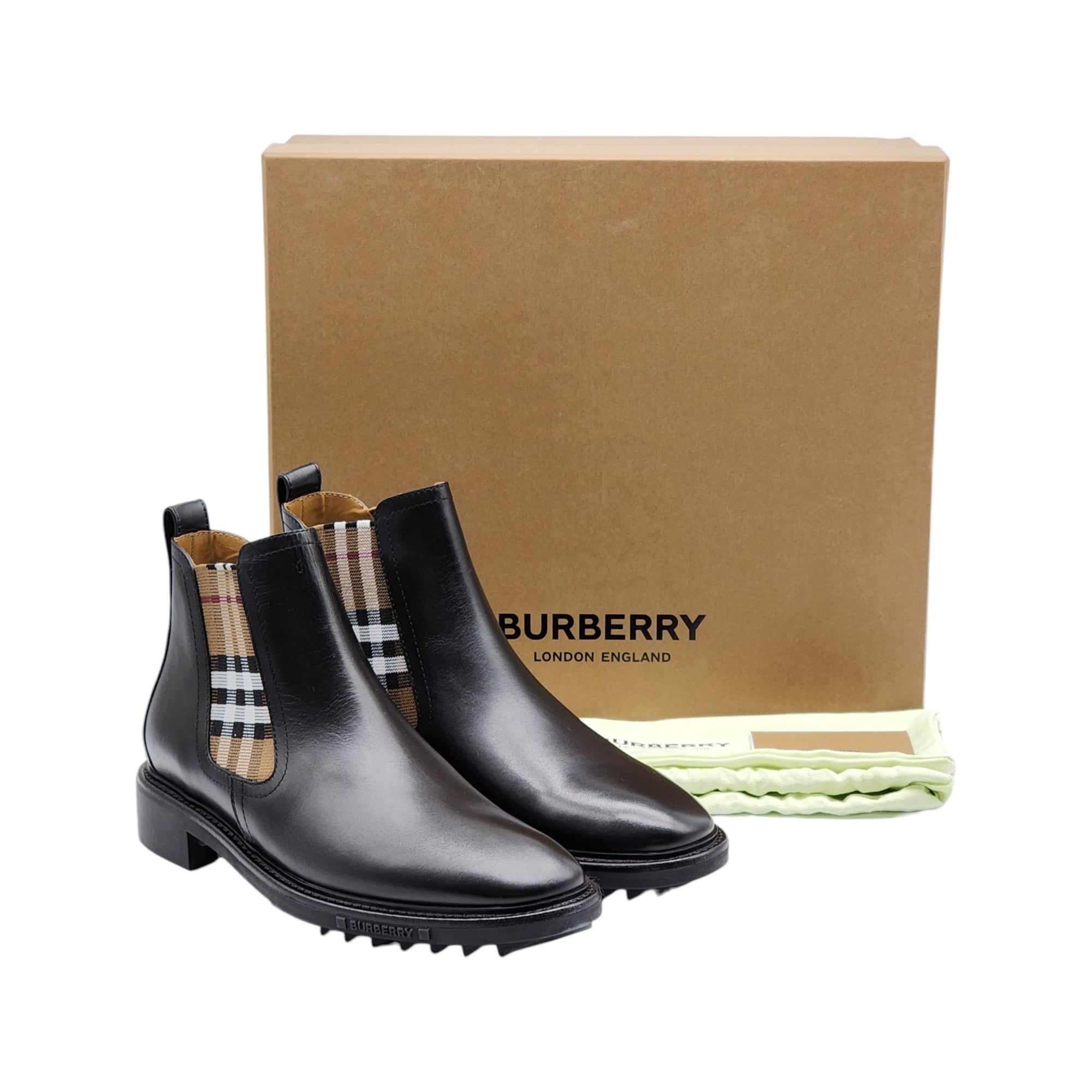 Burberry Vintage Check Detail Leather Chelsea Boots - 2