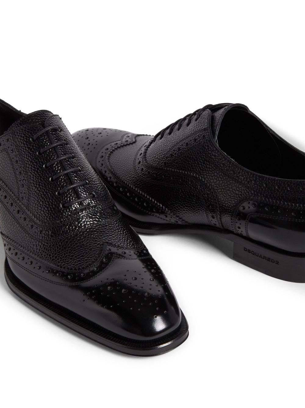 perforated-detail leather shoes - 4