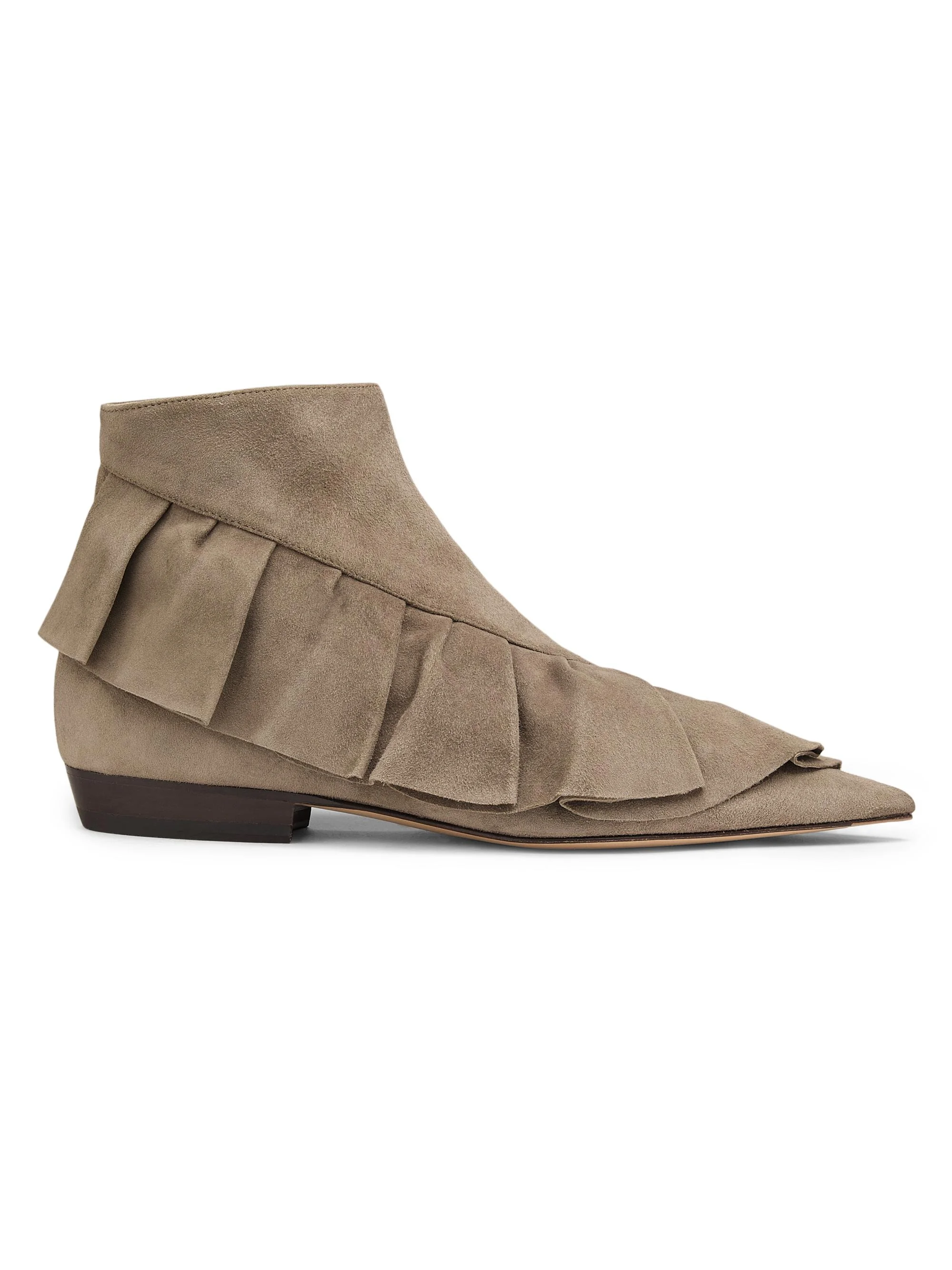 Women's 25MM Ruffled Suede Ankle Boots - Grey - 1