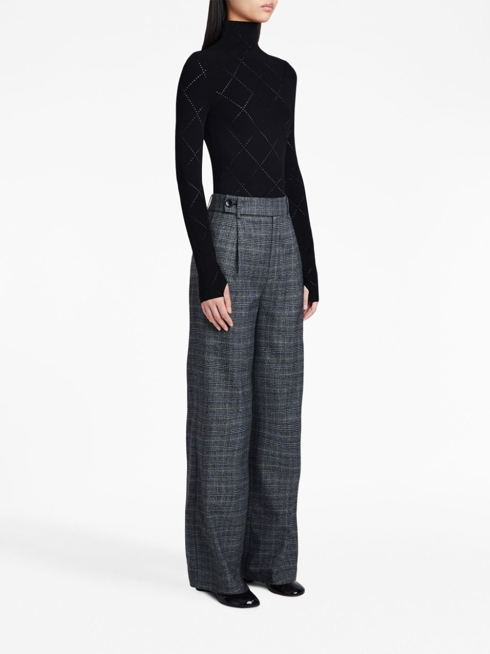 plaid wide-leg tailored trousers - 4