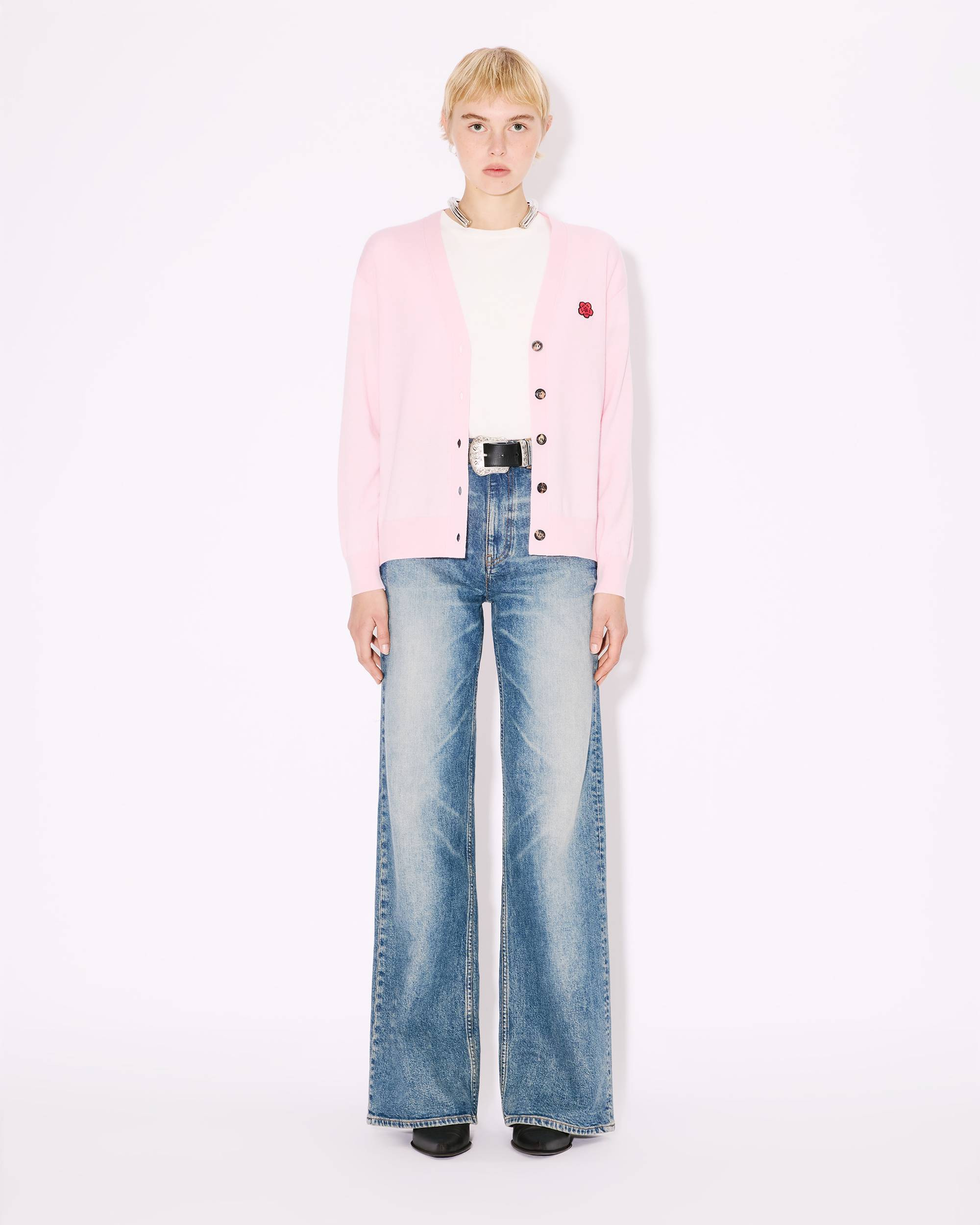 'Boke Flower' embroidered vneck cardigan - 5