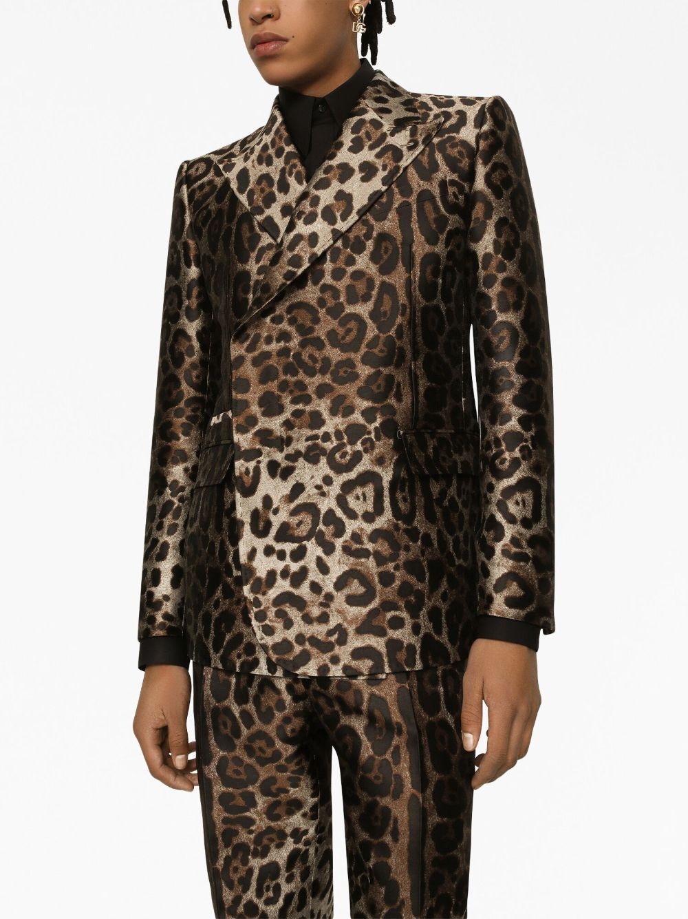 double-breasted leopard-print suit - 5