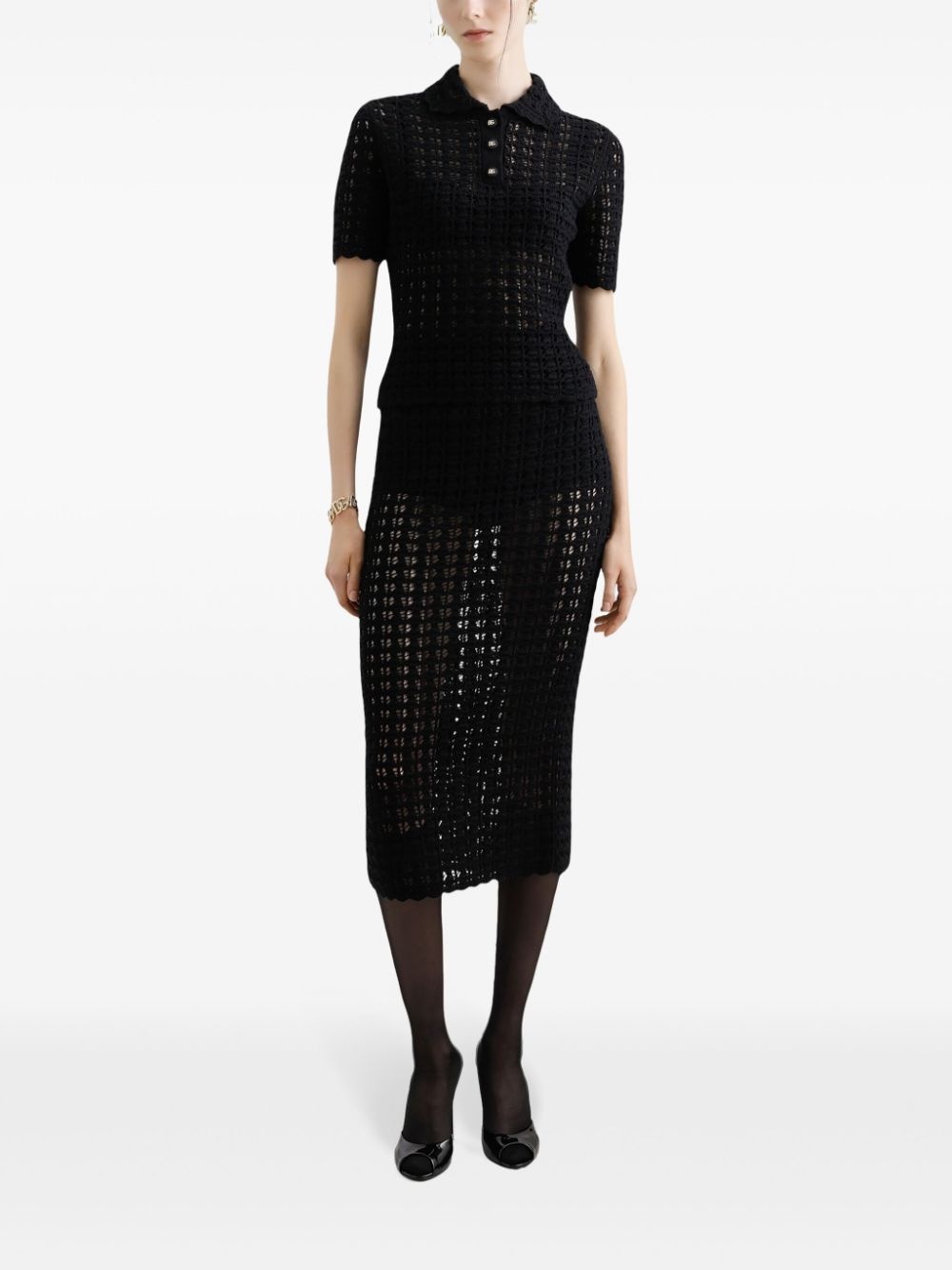 open-knit polo shirt - 2