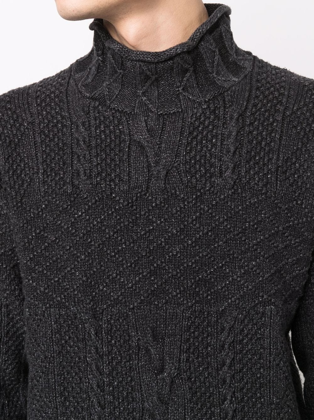 cable-knit funnel-neck jumper - 5