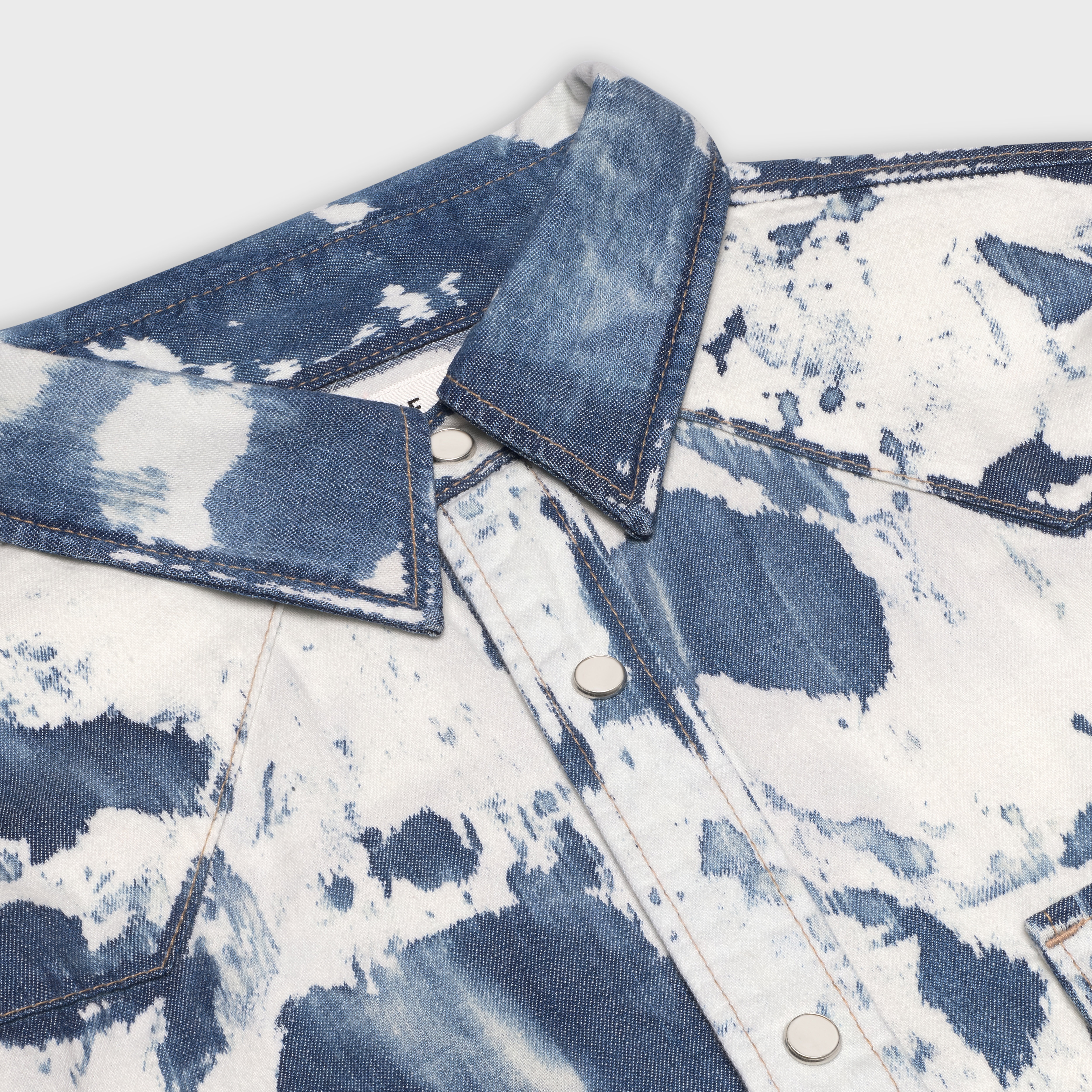 LOOSE WESTERN SHIRT IN BLEACHED DENIM - 3