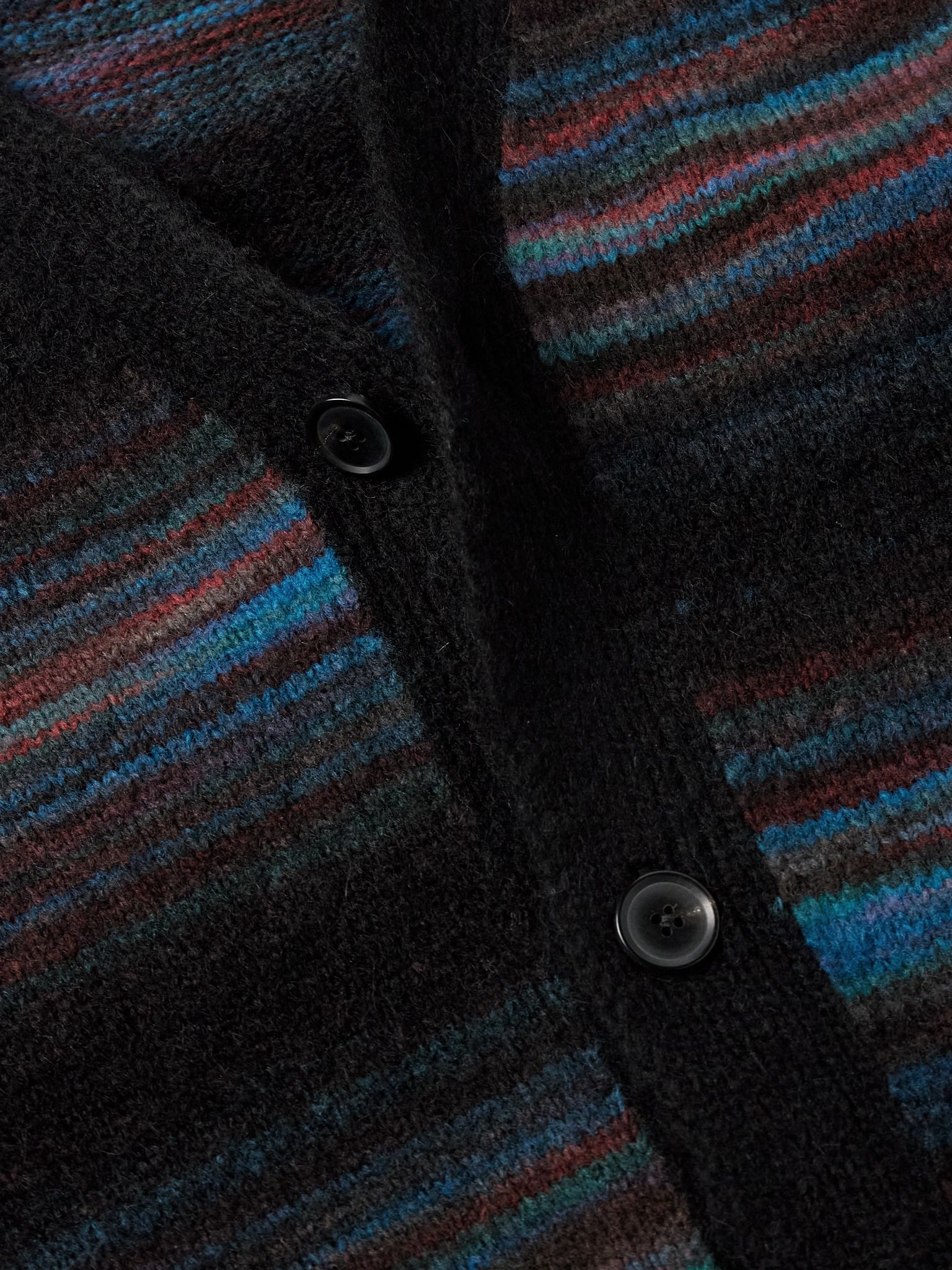 Striped Knitted Cardigan Black - 4