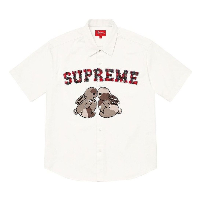 Supreme Bunnies S/S Work Shirt 'White Red' SUP-SS23-239 - 1