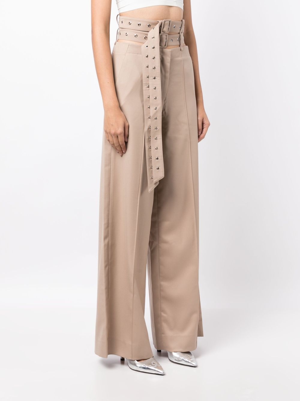 belted wide-leg trousers - 3