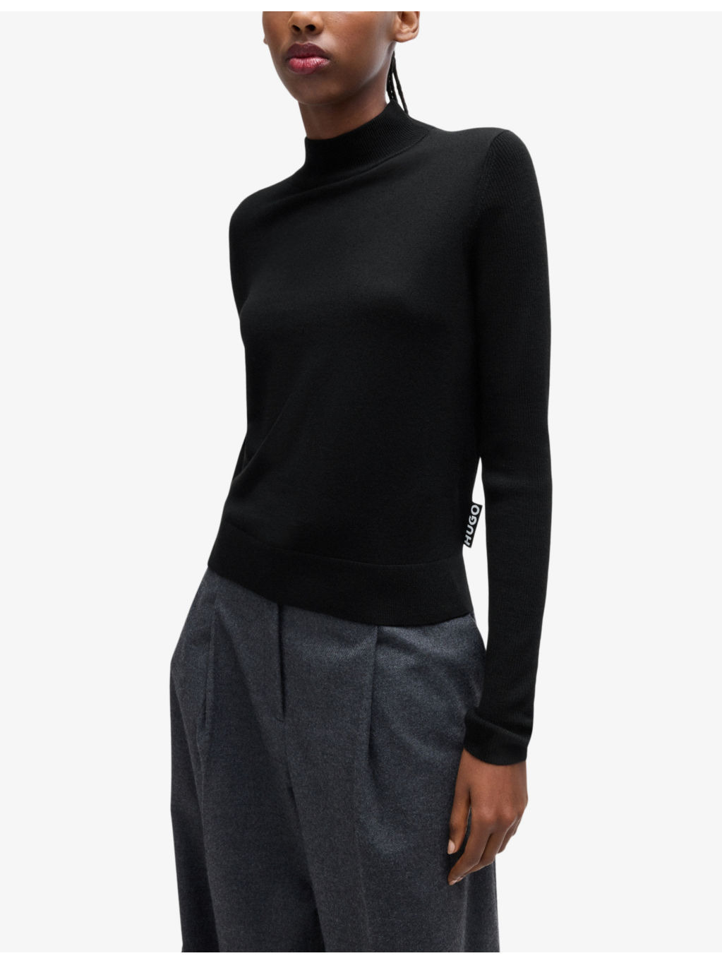 High-neck logo-tab wool jumper - 3