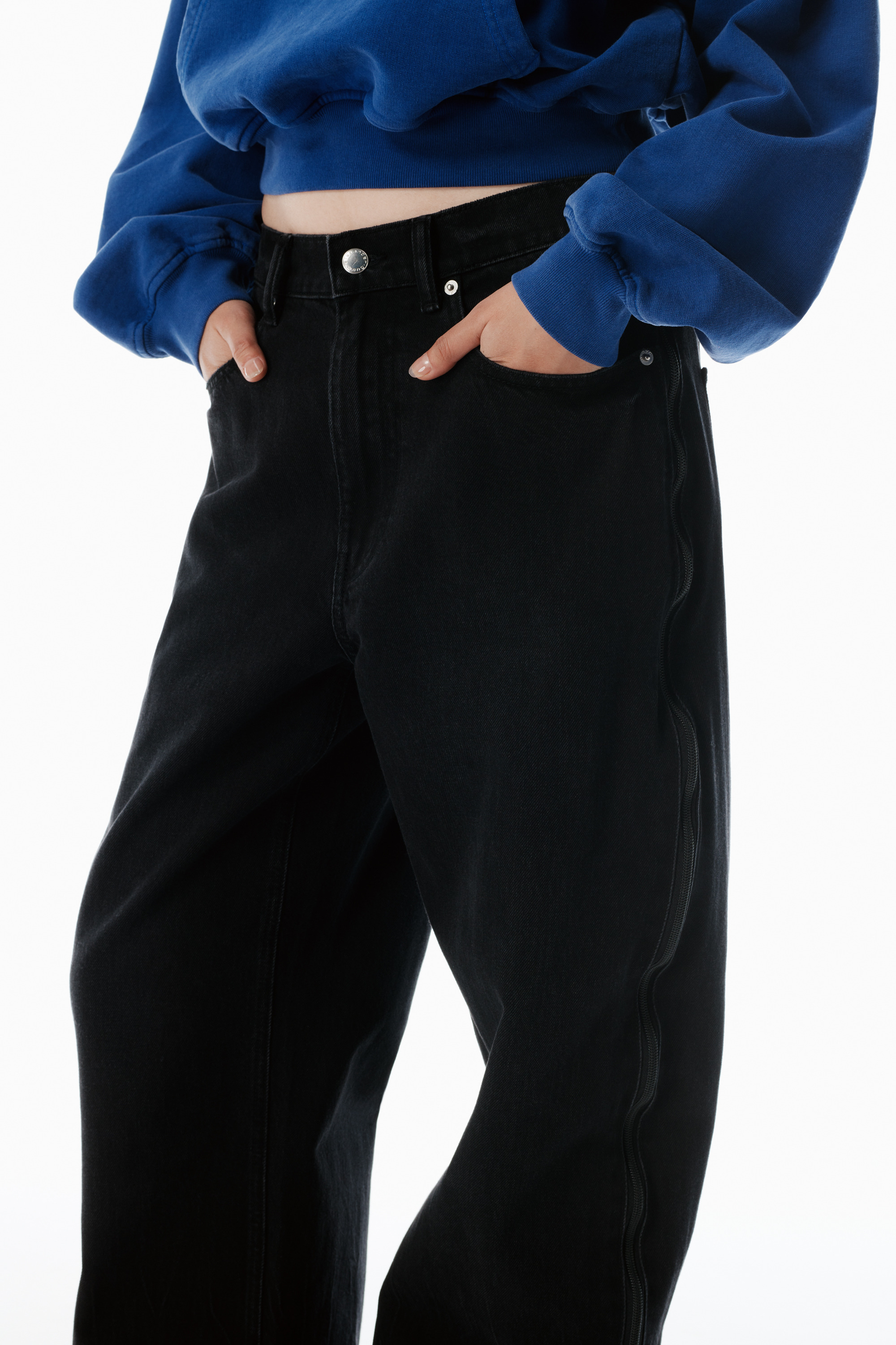 black expandable basketball mesh jeans - 5