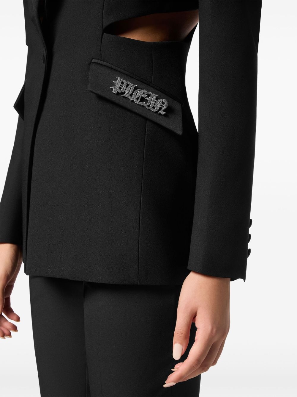 logo-plaque cut-out blazer - 5