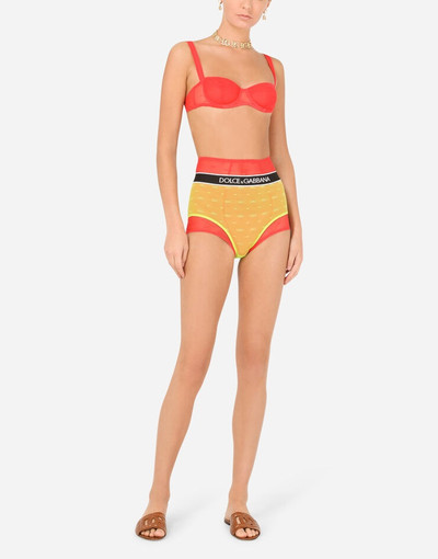 Dolce & Gabbana Jacquard tulle briefs/high-waisted panties with branded elastic outlook