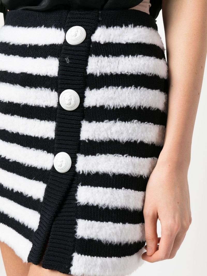 striped knitted button-up skirt - 5