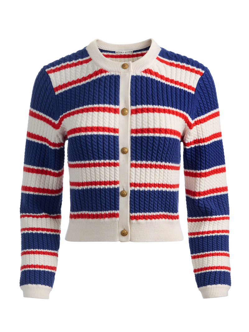 DOLLIE STRIPED CABLE CARDIGAN 1