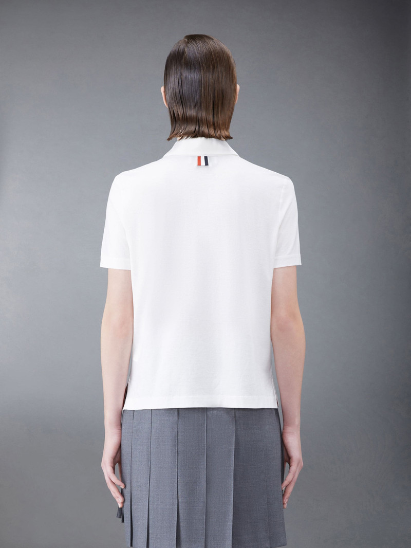 Thom Browne Cotton Crepe Jersey Round Collar Polo outlook