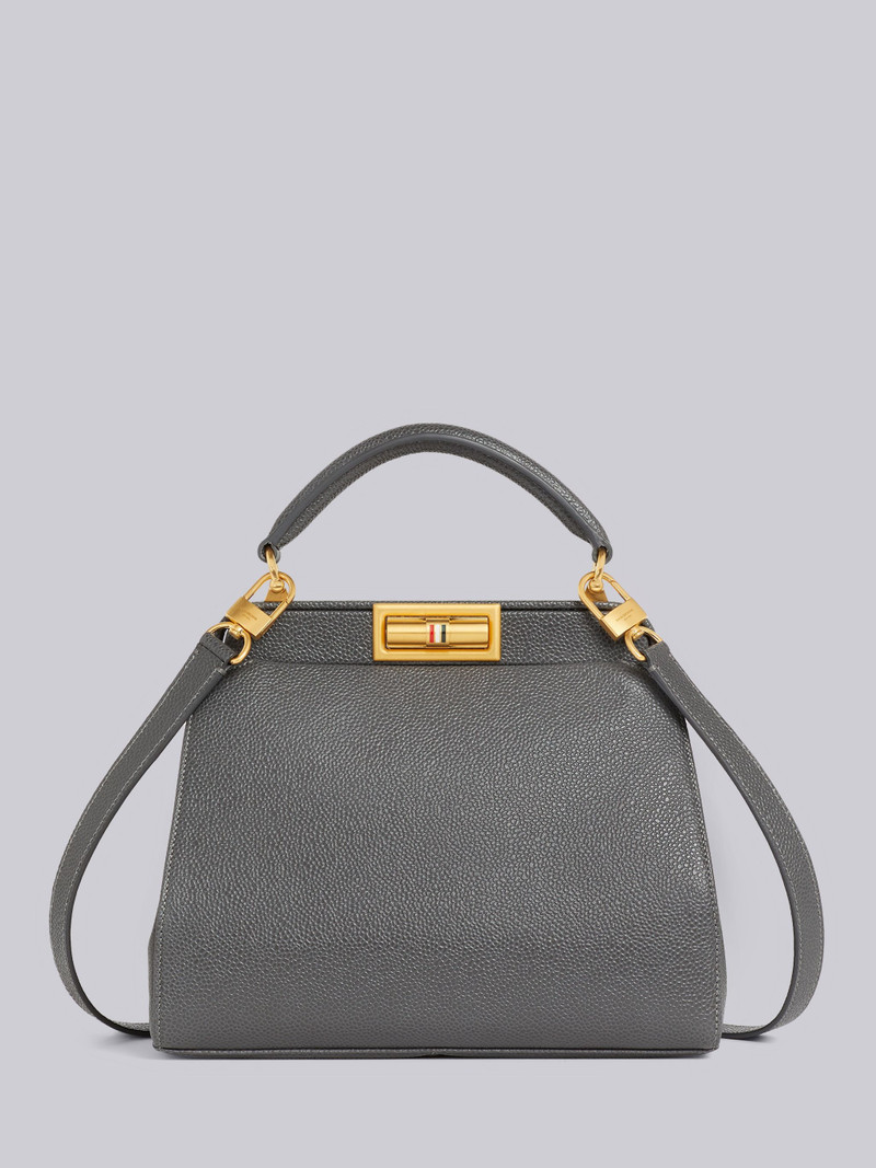 Dark Grey Pebble Grain Leather Small Doctor Bag 1