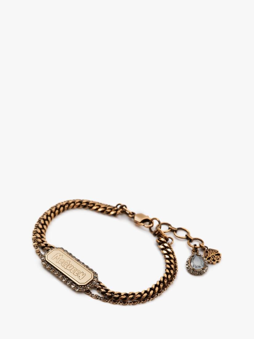 Mcqueen Graffiti Pave Bracelet in Antique Gold - 2