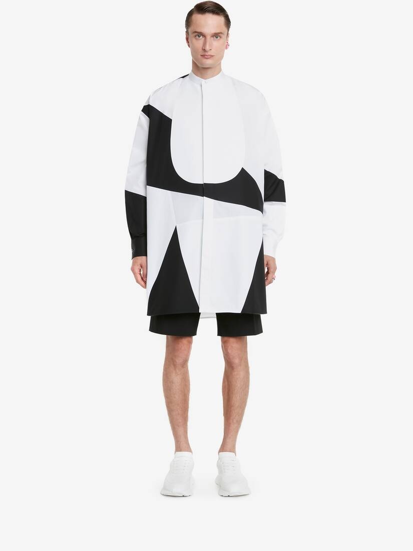 Men's Brushstroke Oversized Shirt in Black/white - 2