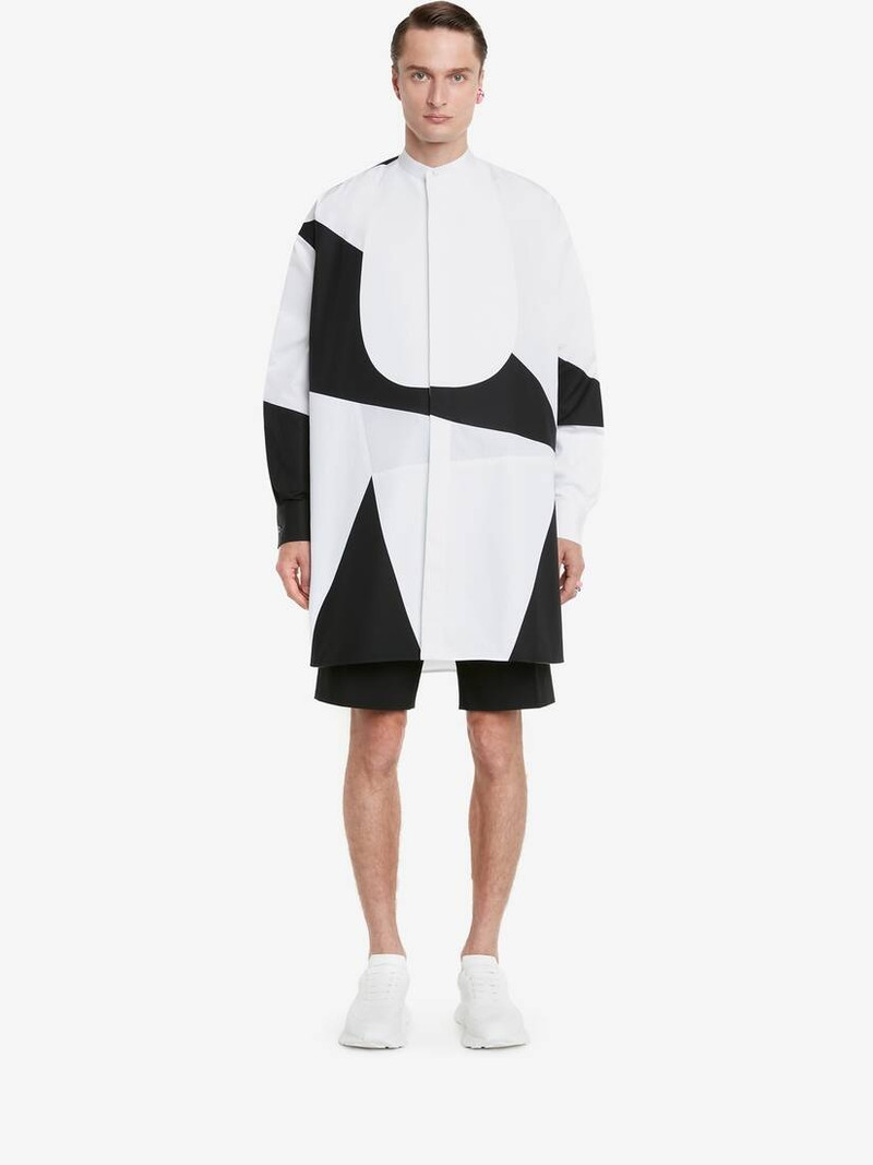 Alexander McQueen Men's Brushstroke Oversized Shirt in Black/white outlook