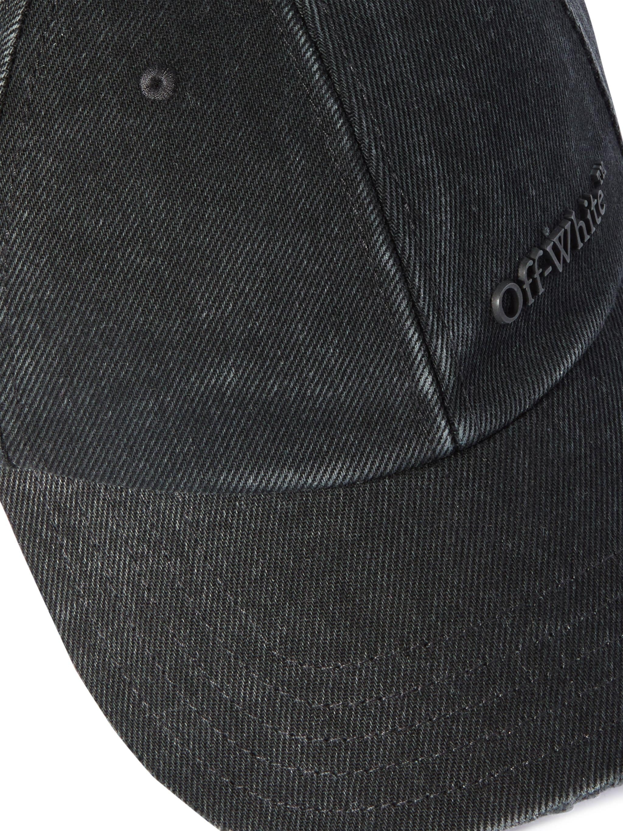 Black Distressed Denim Baseball Cap - 3