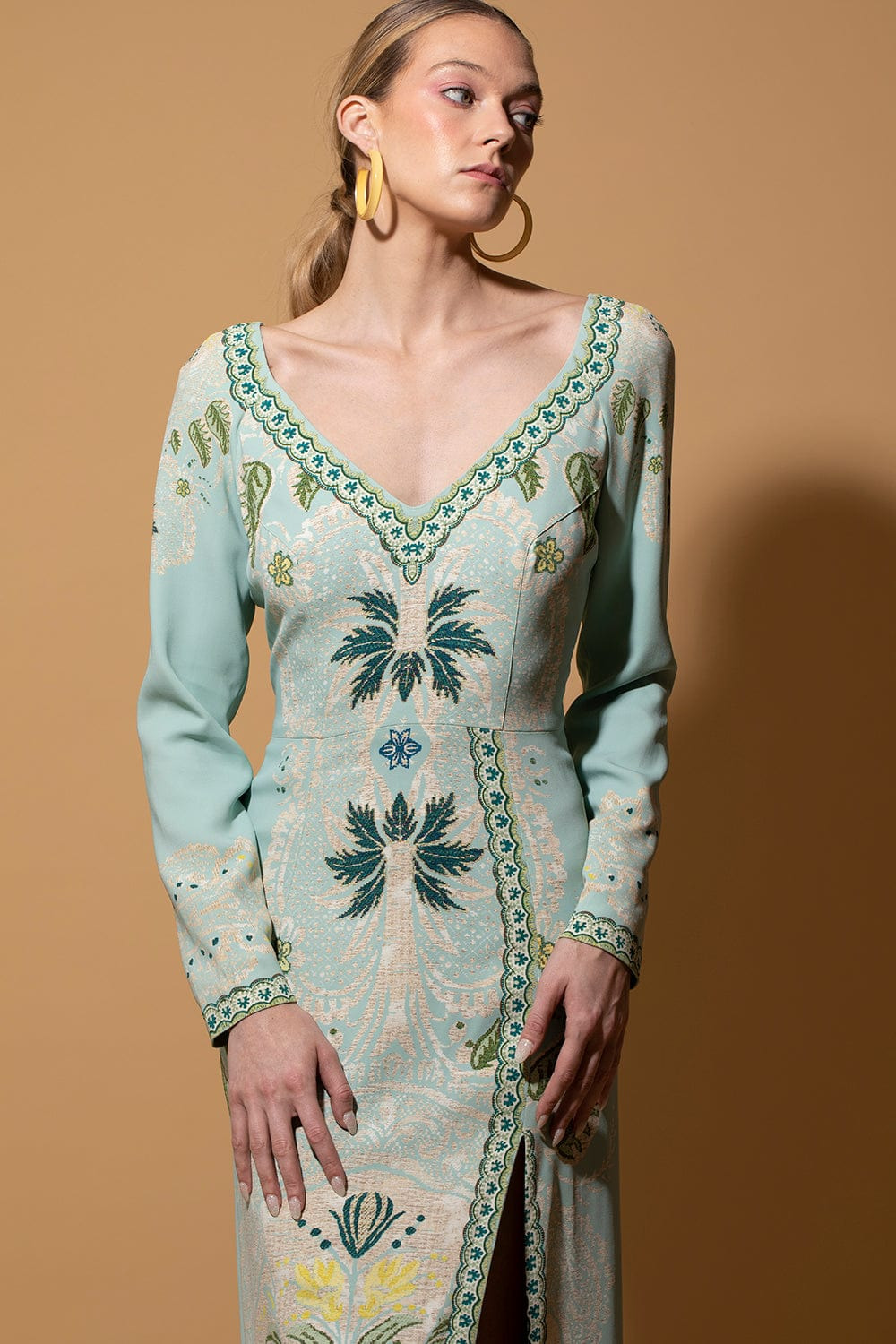 Abito Long Sleeve Dress With Slit - 3