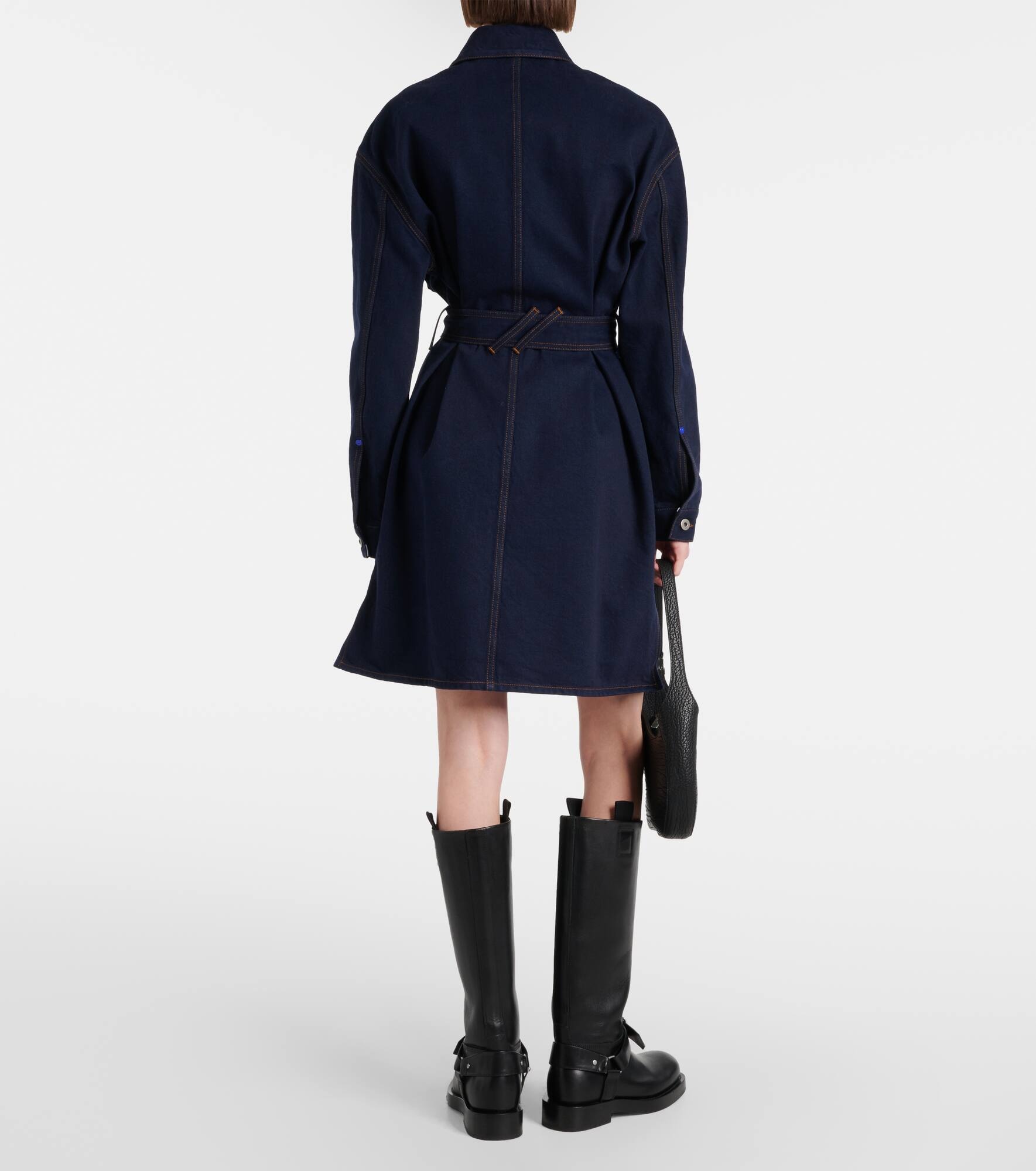 Belted denim shirt dress - 3