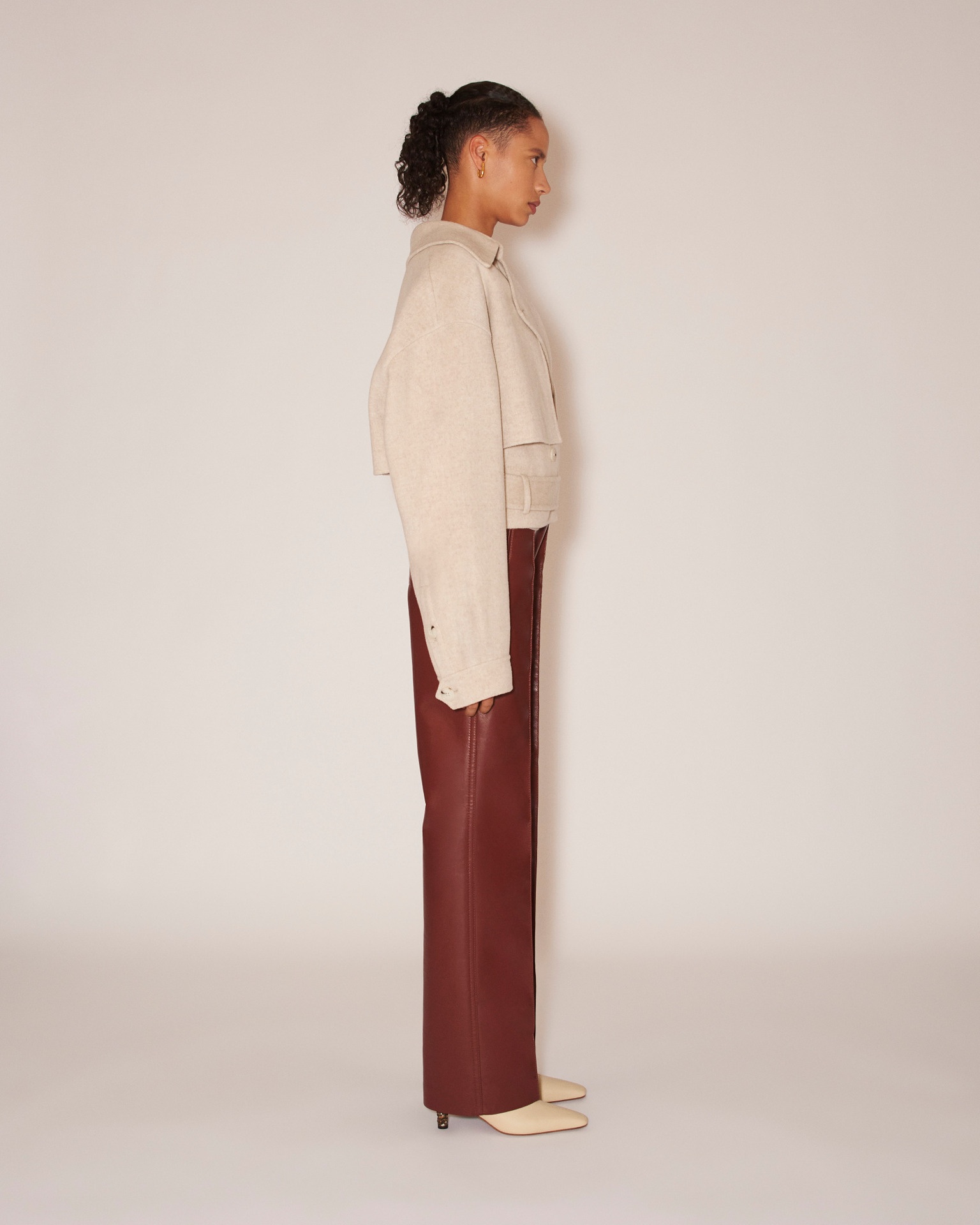 SATOYO - Double wool biker jacket - Oat - 4