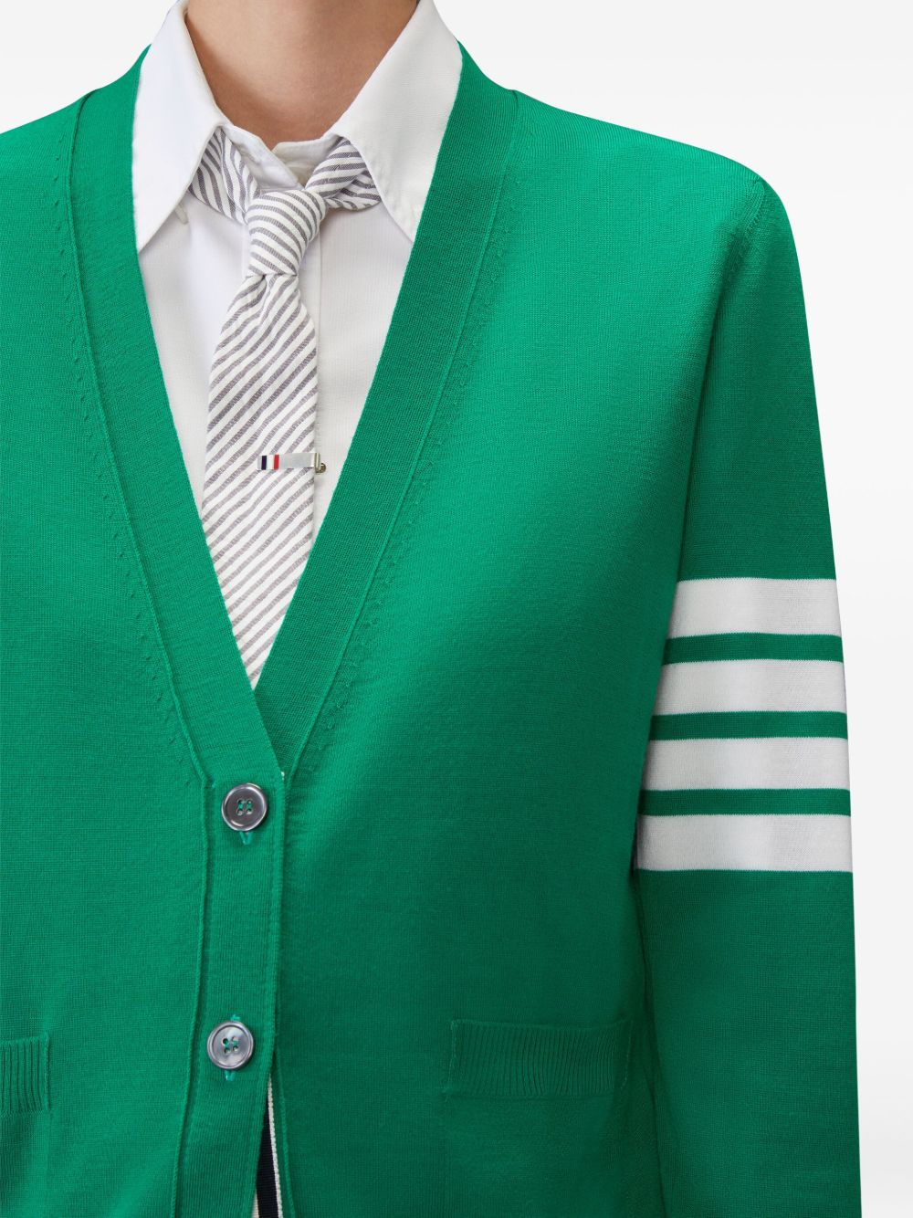 four-bar fine-merino wool cardigan - 3