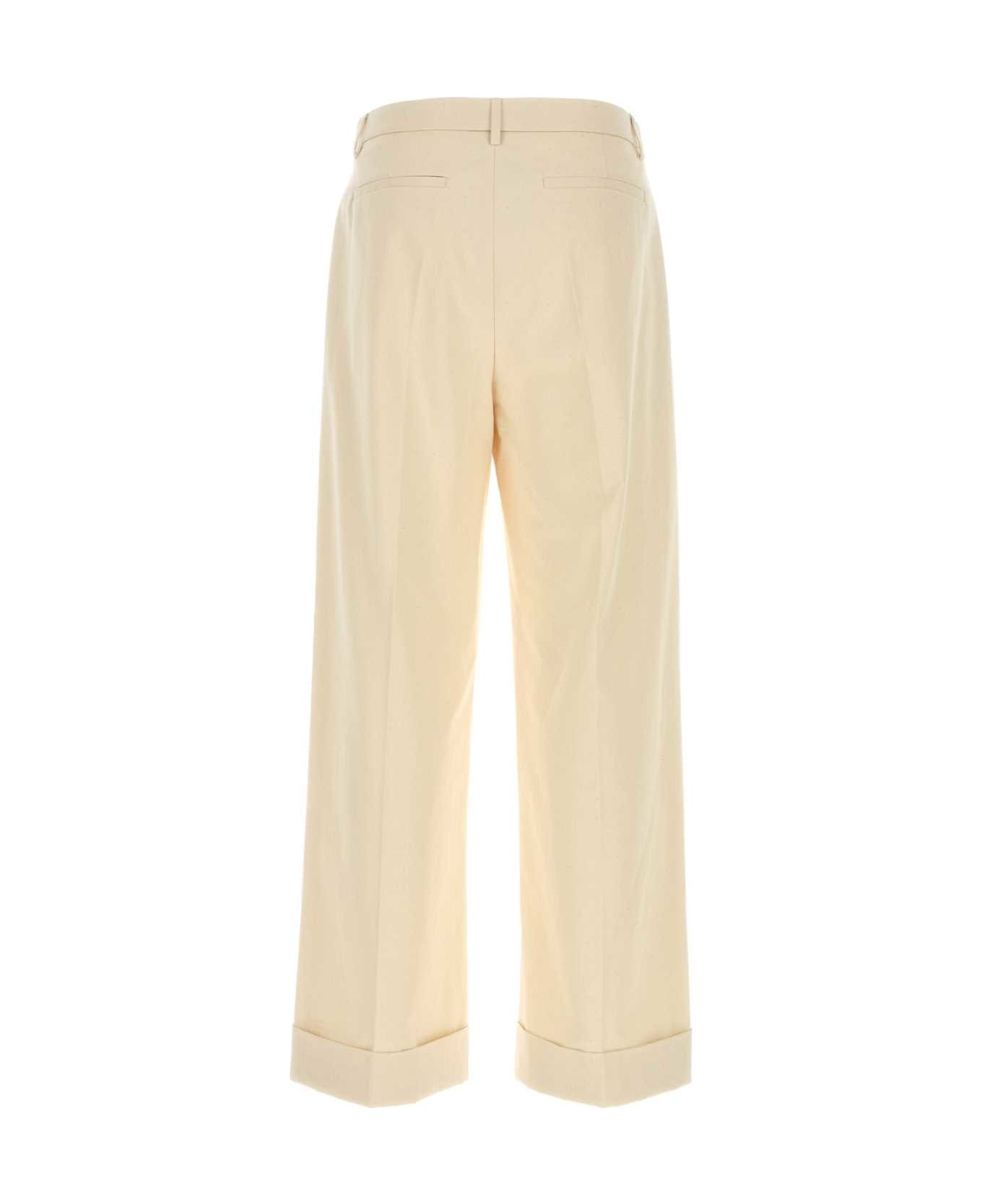 Melange Ivory Cotton Pant - 2