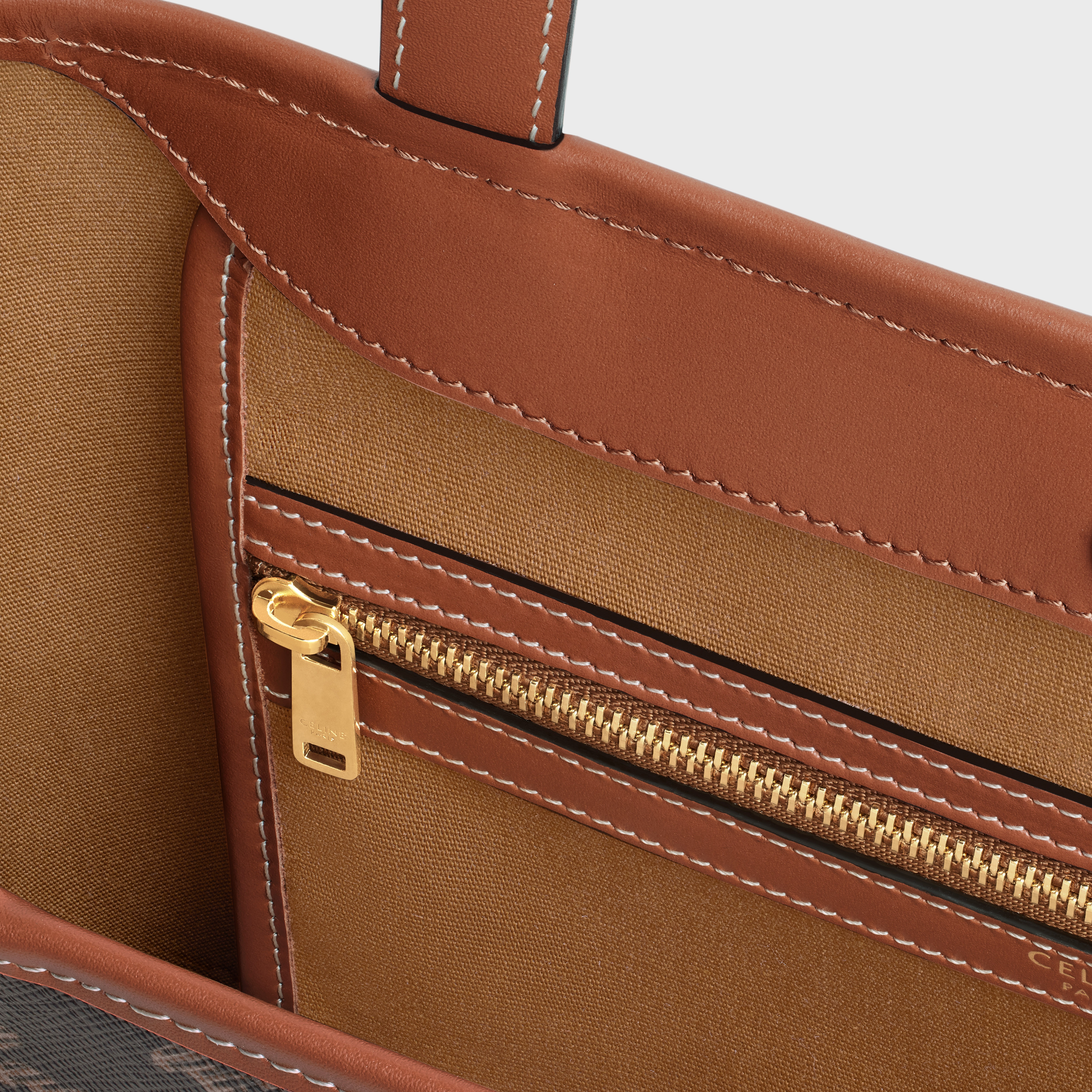 SMALL CABAS in Triomphe Canvas and calfskin - 4