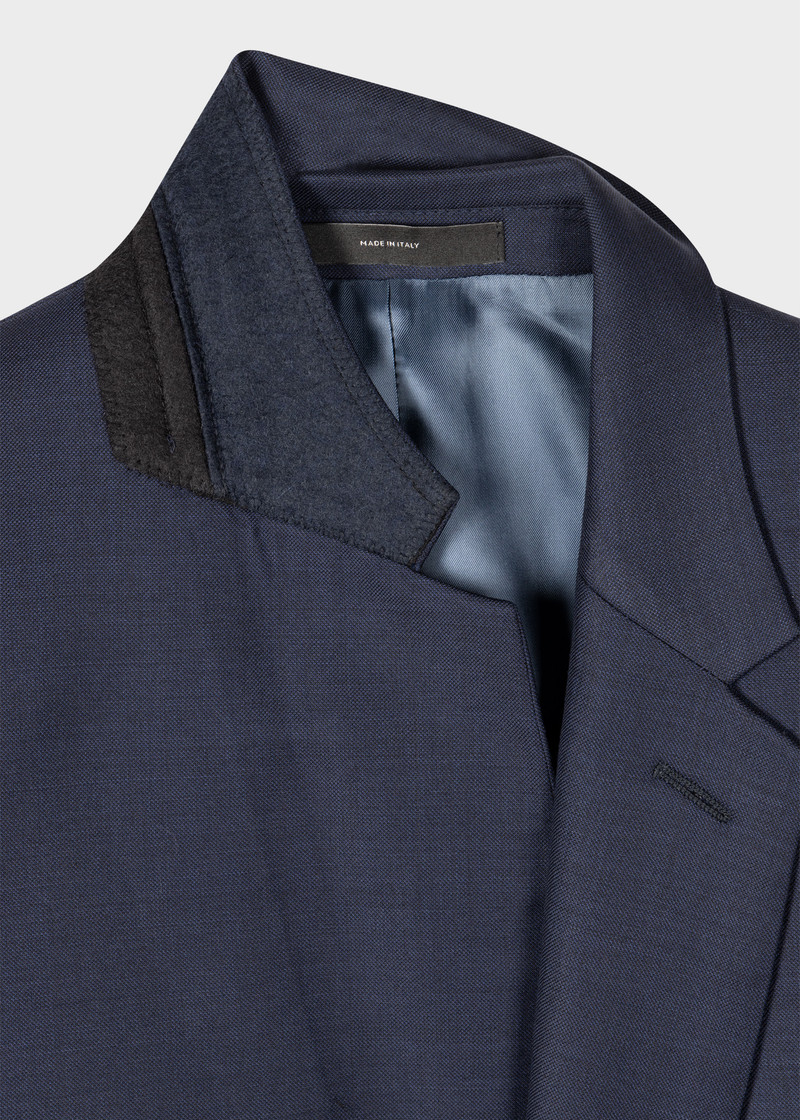Tailored-Fit Navy Sharkskin Suit 4