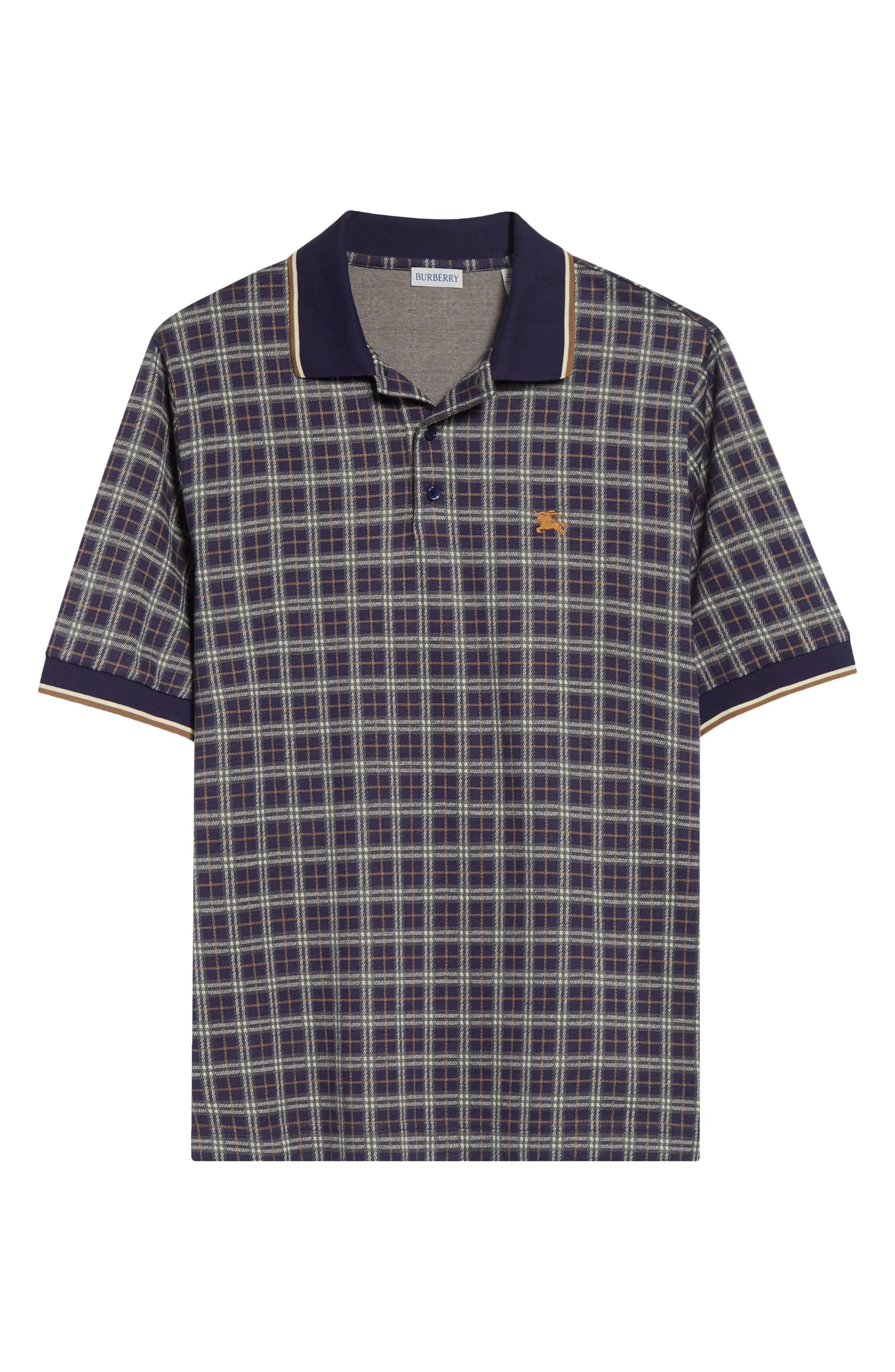 burberry Pelham Tipped Check Polo in Pilot Blue Check at Nordstrom - 1