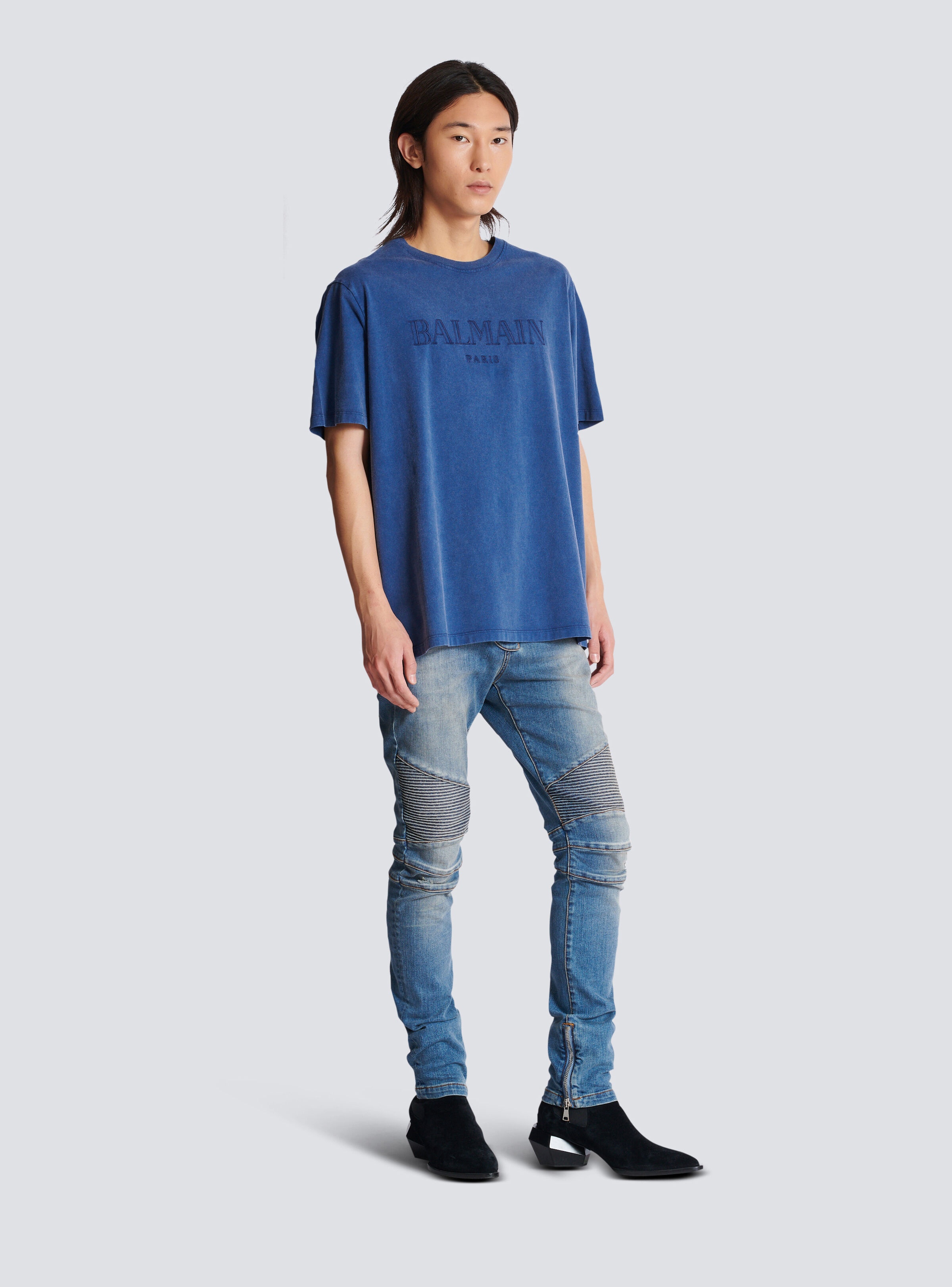 Loose T-shirt with vintage Balmain embroidery - 3