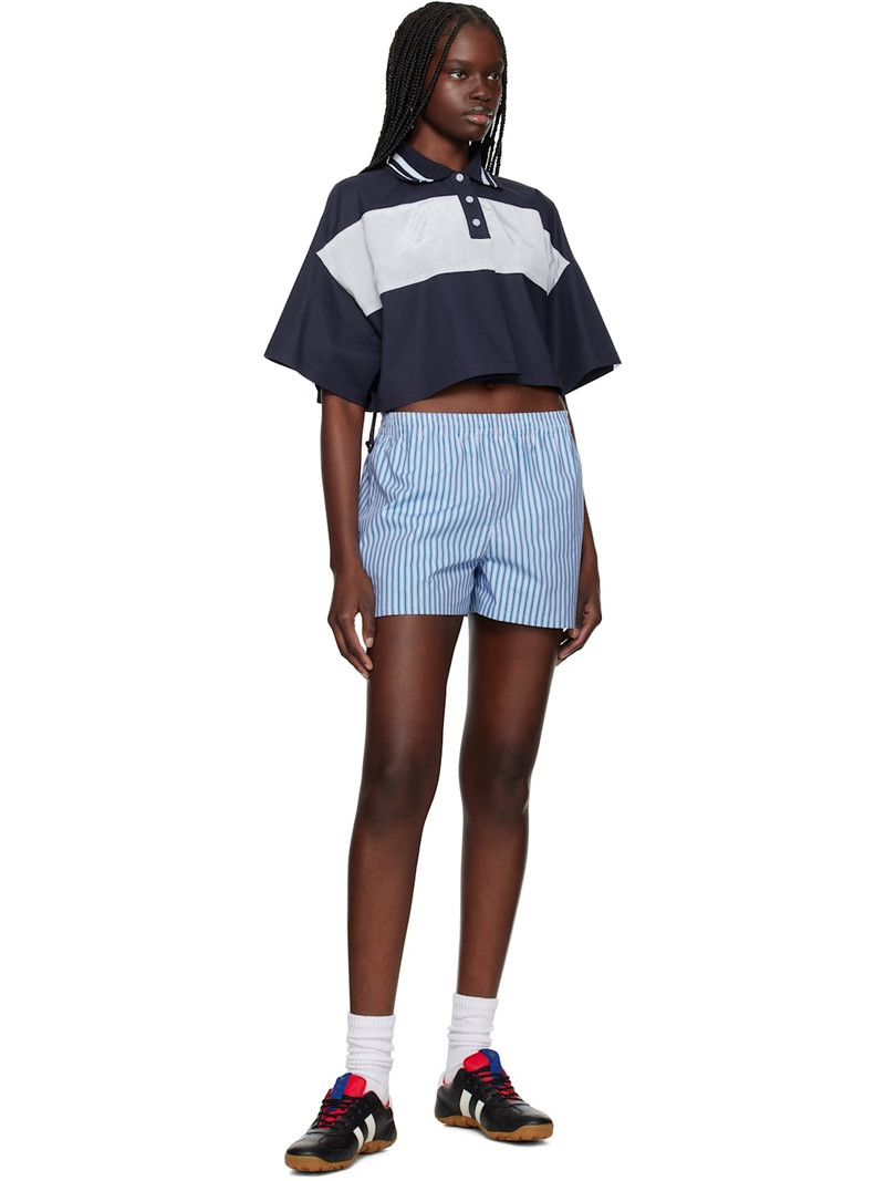 We11done Navy & Gray Color Block Cropped Polo outlook
