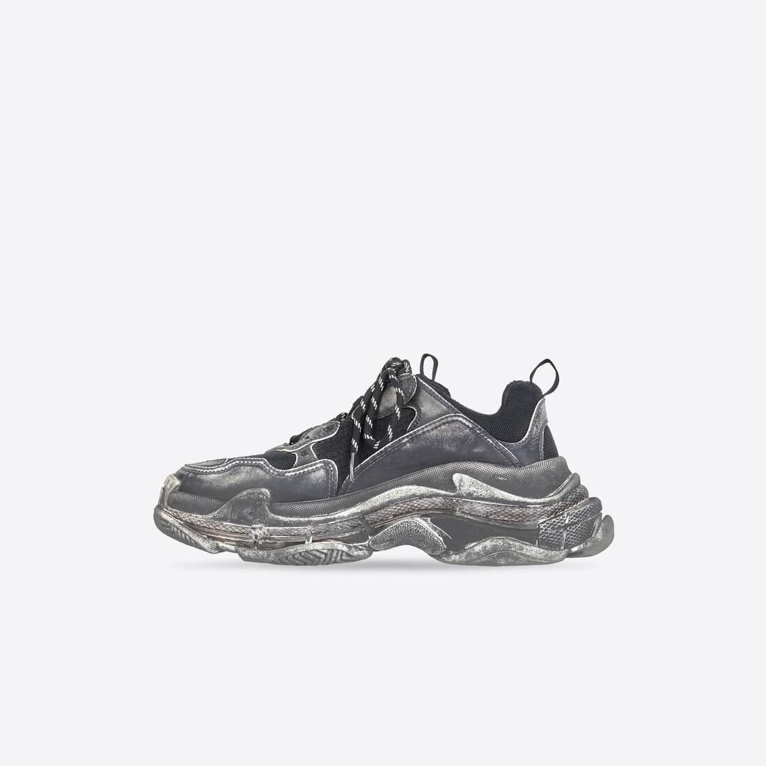 Men's Triple S Faded Sneaker in Black - 4