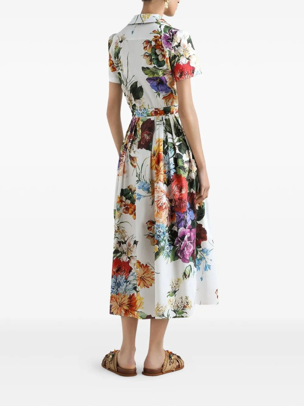 Dolce & Gabbana Women Poplin Midi Dress With Floral Bouquet Print - 2