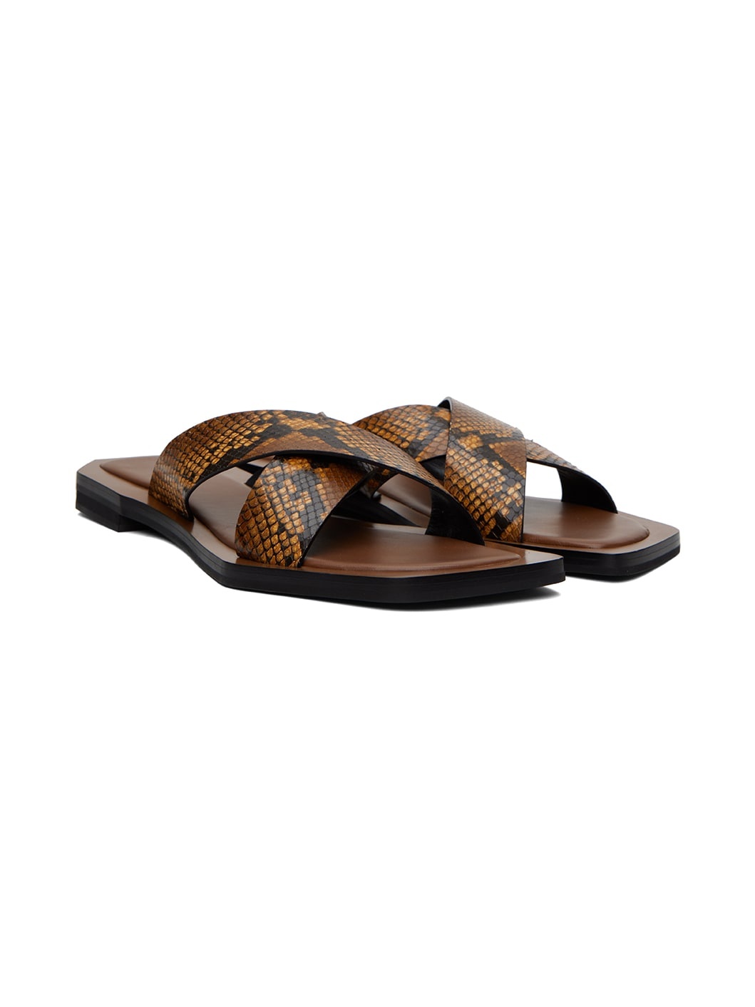Brown Snake-Embossed Sandals - 4