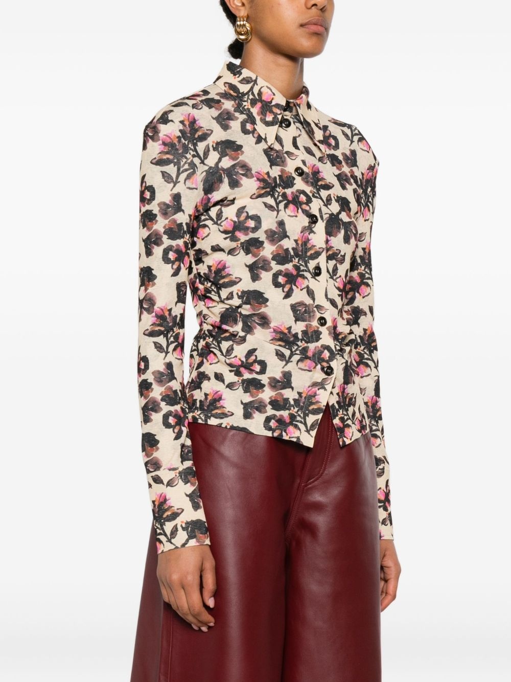 floral-print long-sleeved shirt - 3