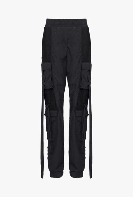 Black nylon cargo pants - 1