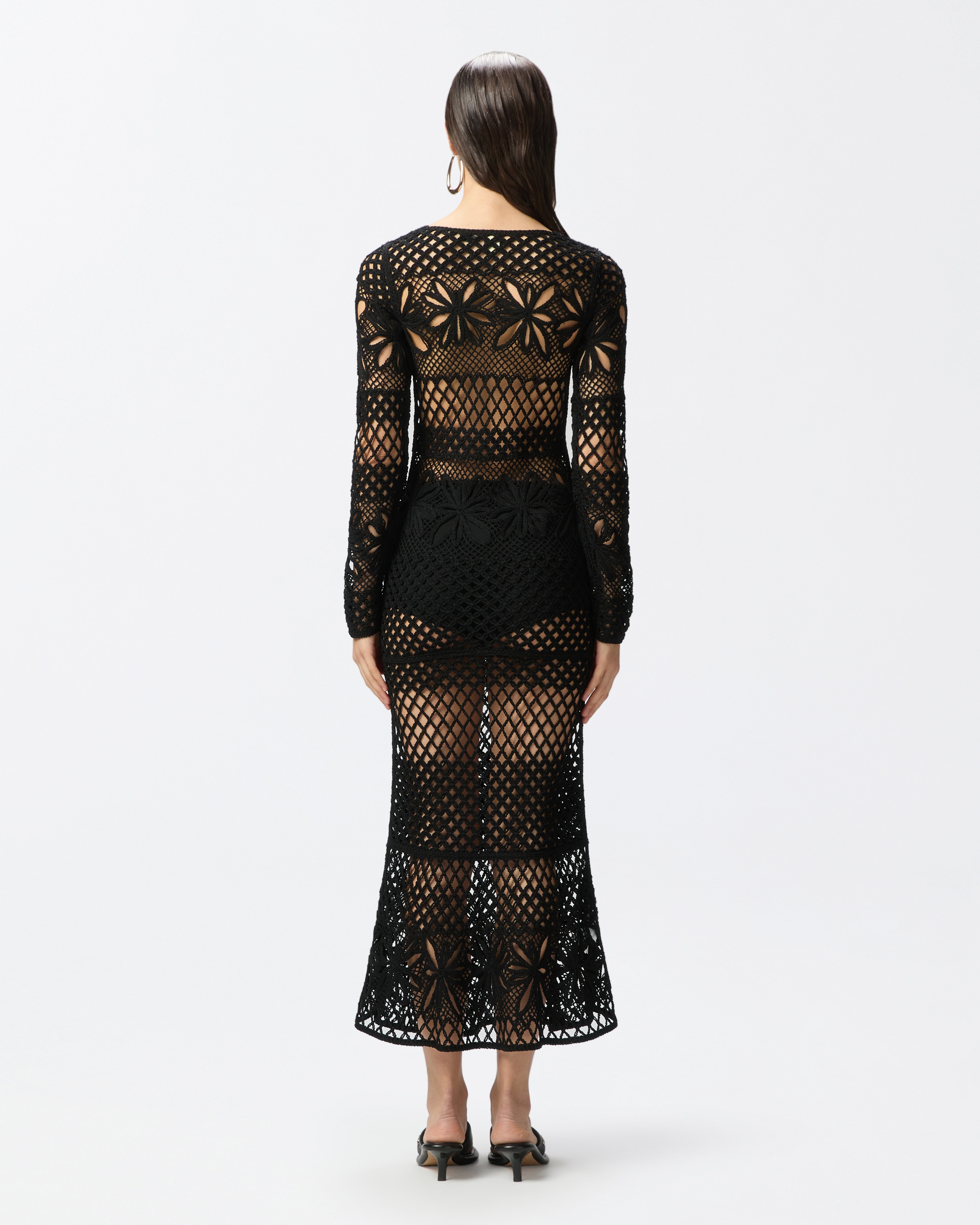 LONG OPENWORK CROCHET DRESS - 4
