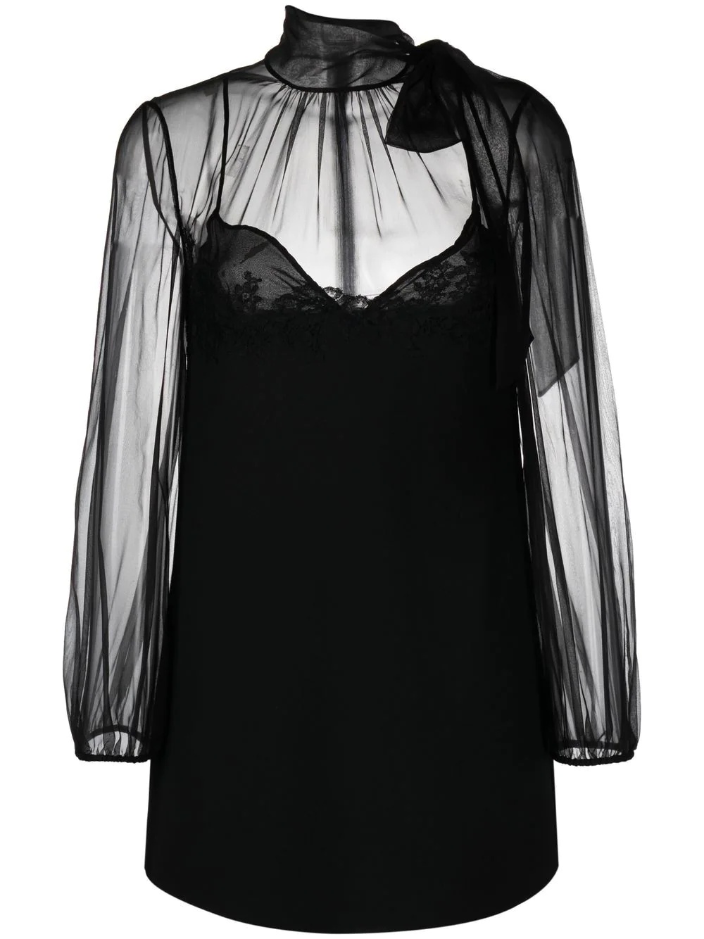 sheer-panel mini dress - 1